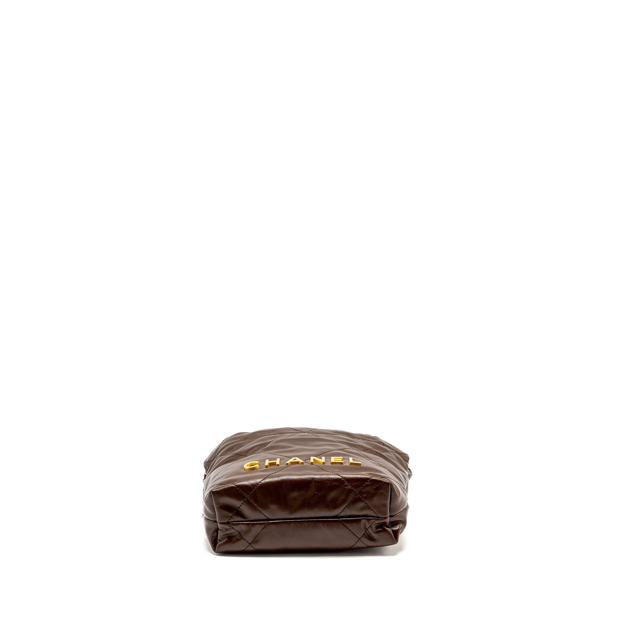 CHANEL MINI 22 BAG CALFSKIN CHOCOLATE GHW (MICROCHIP)
