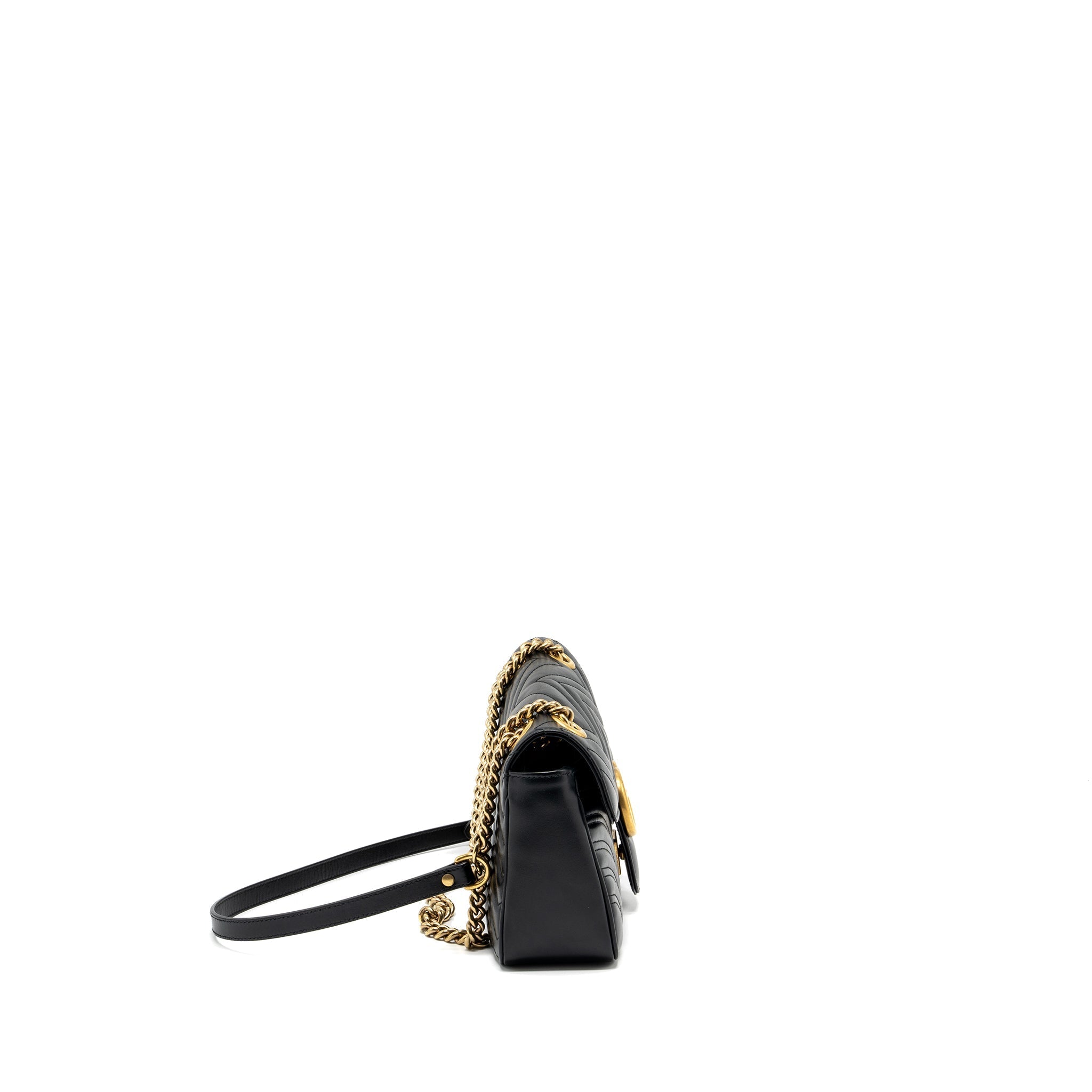 GUCCI SMALL GG MARMONT SHOULDER BAG CALFSKIN BLACK GHW