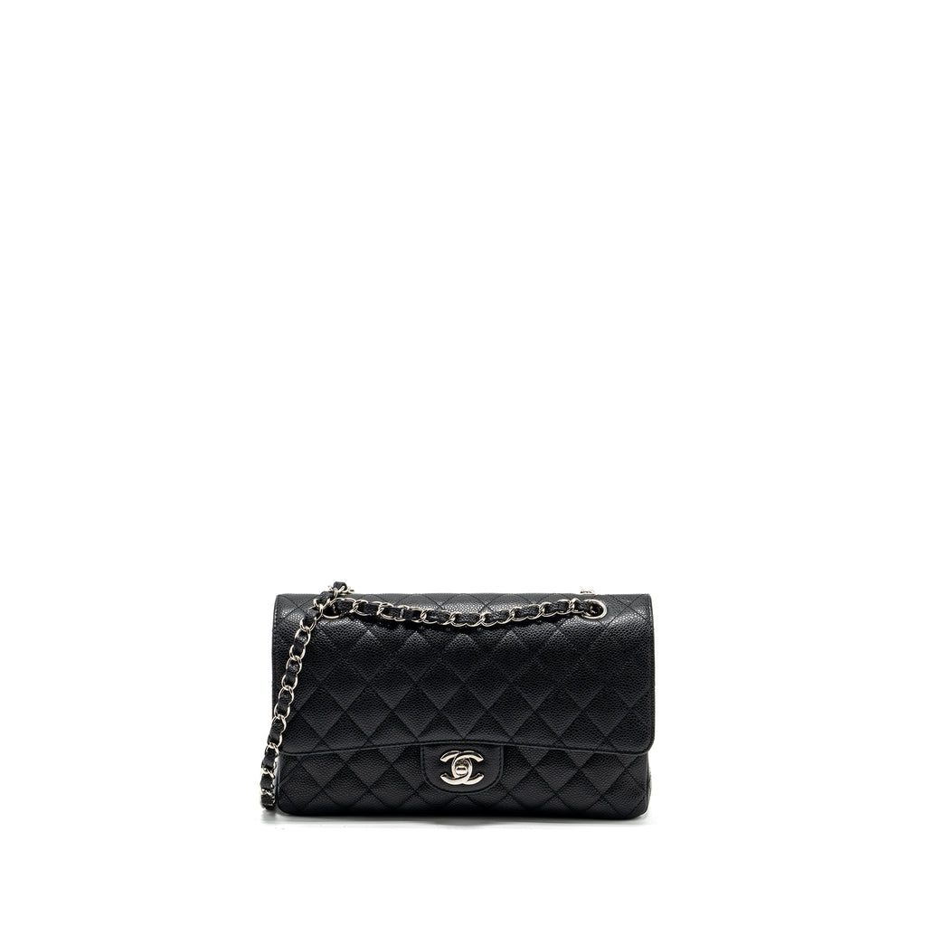 CHANEL MEDIUM CLASSIC DOUBLE FLAP BAG CAVIAR BLACK SHW