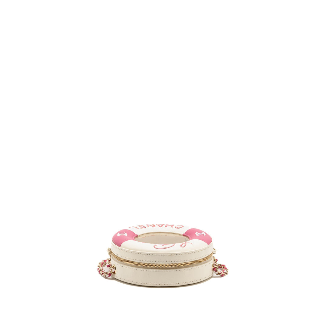 CHANEL 19C LA PAUSA LIFESAVER BAG LAMBSKIN/PVC PINK/WHITE LGHW