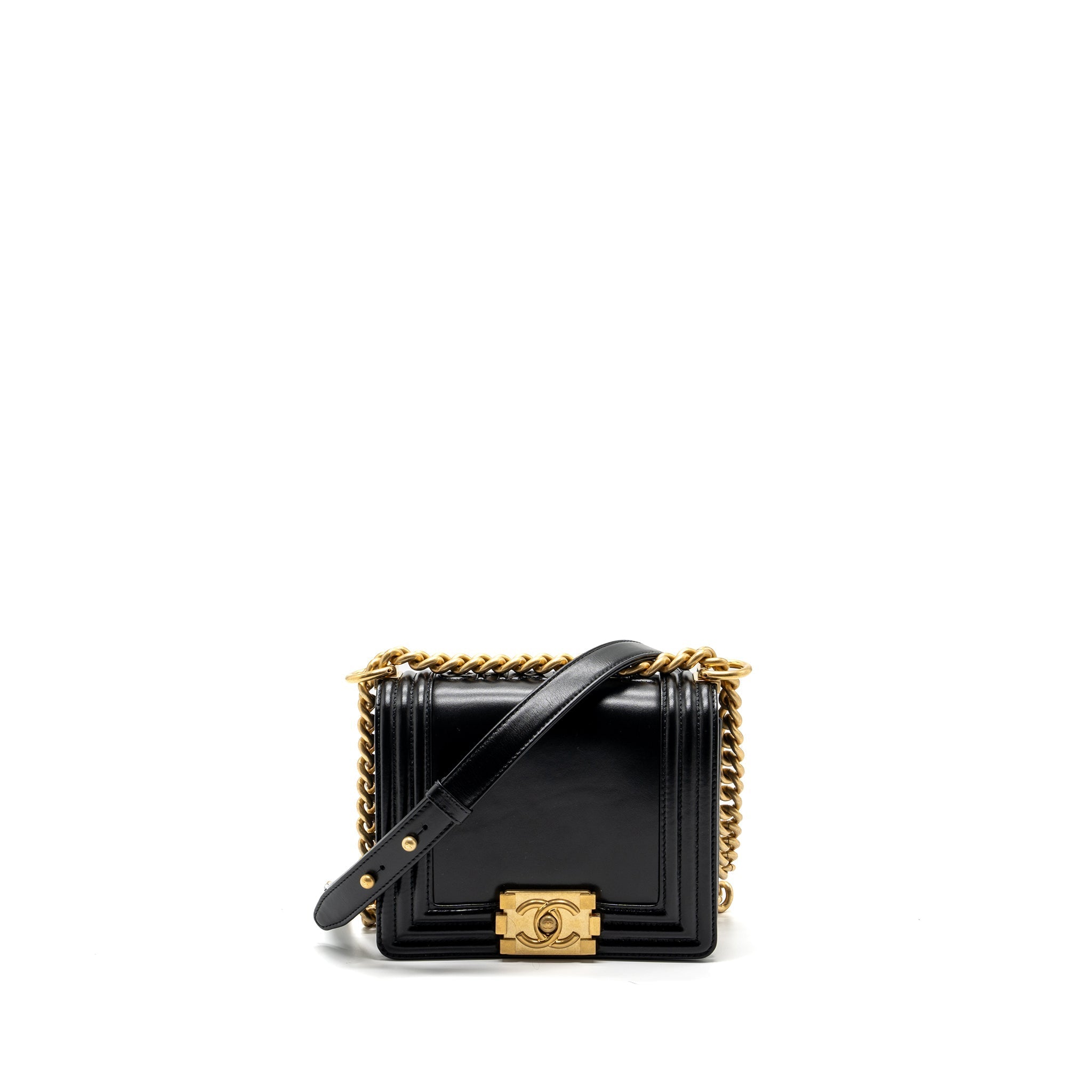 CHANEL MINI SQUARE BOY BAG LIMITED EDITION CALFSKIN BLACK GHW (MICROCHIP)