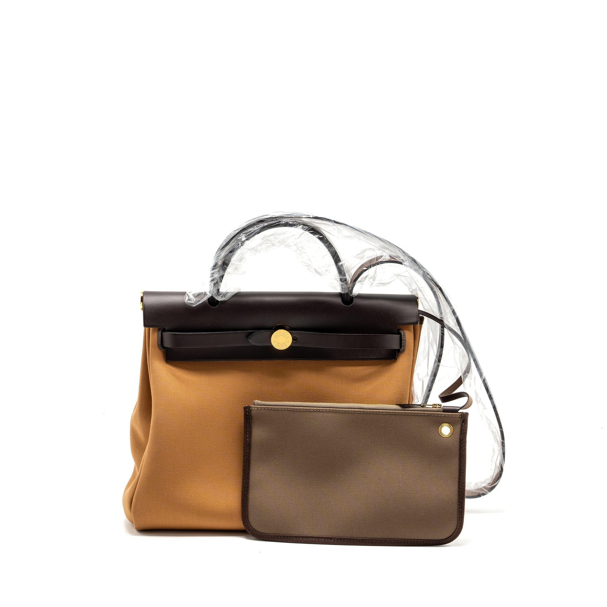 HERMES HERBAG 31 ZIP BAG CANVAS / HUNTER DUNE/ETOUEP/EBENE GHW