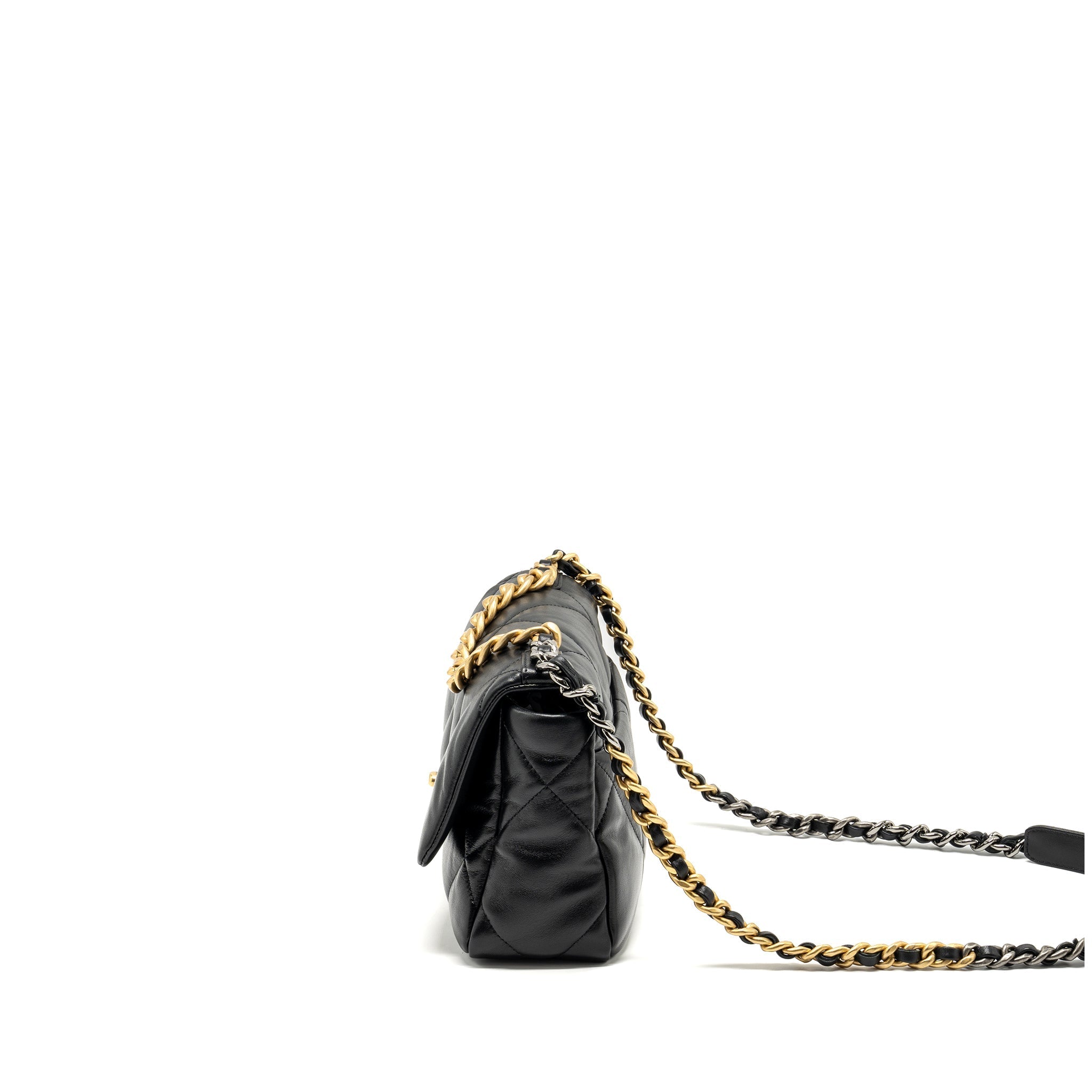 CHANEL SMALL 19 BAG LAMBSKIN BLACK MULTICOLOUR HARDWARE