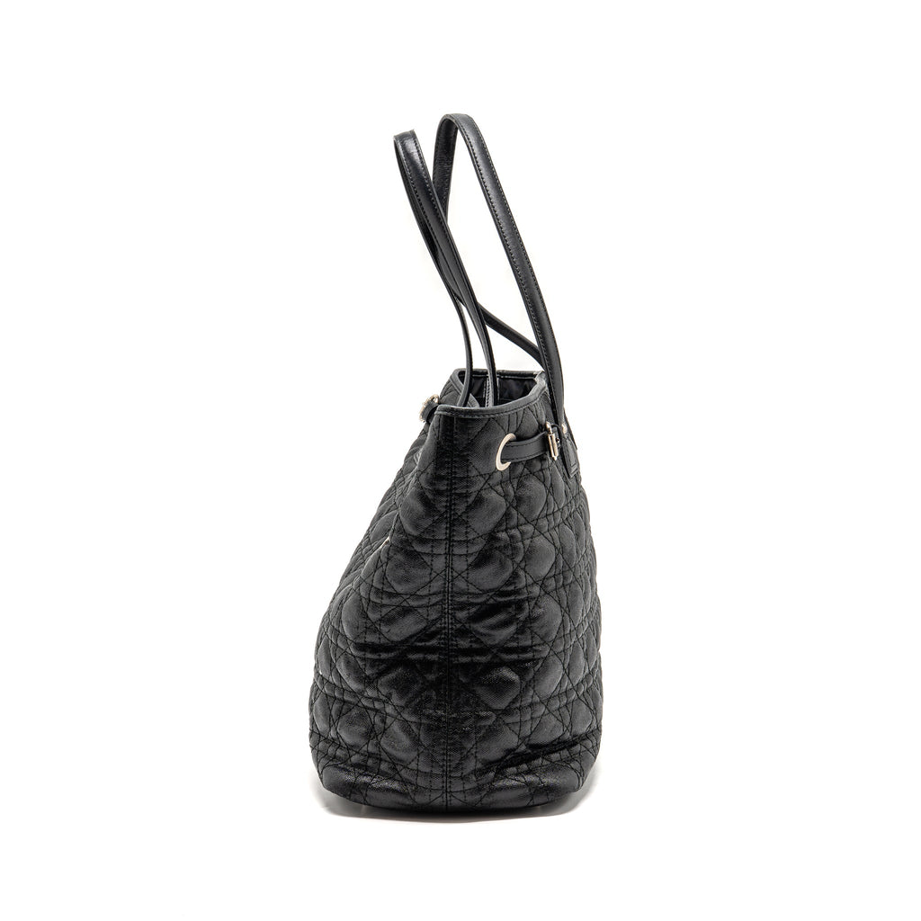 DIOR SHOPPING TOTE BAG CANVAS BLACK SHW