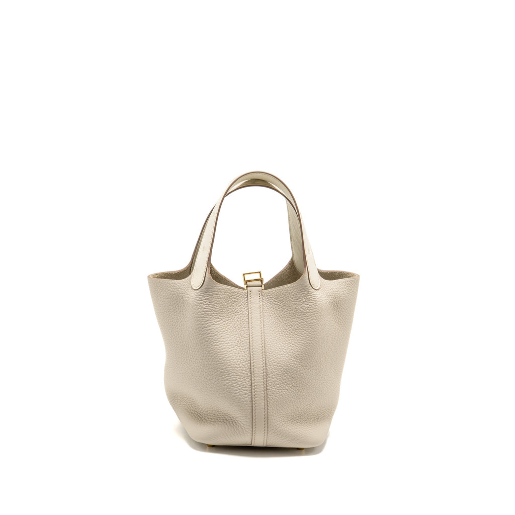 HERMES PICOTIN 18 LOCK BAG OSTRICH TOUCH/CLEMENCE BETON GHW