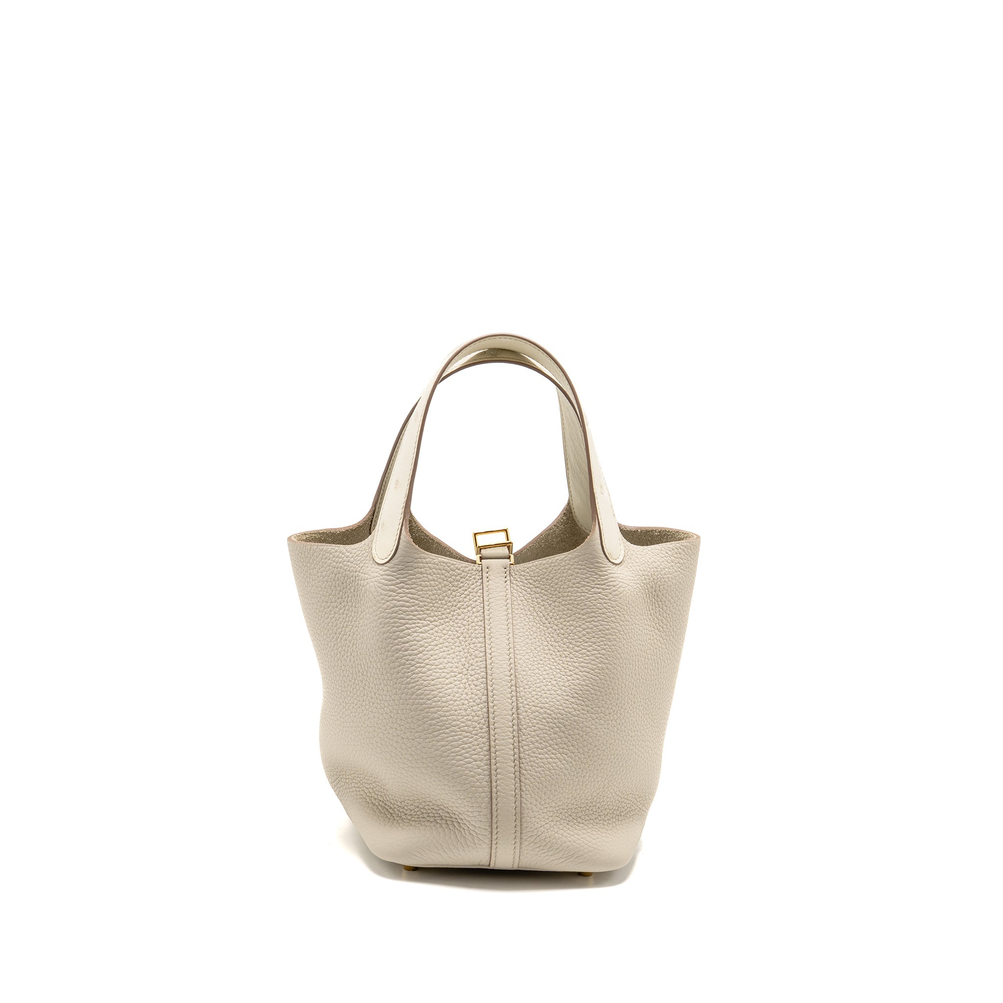 HERMES PICOTIN 18 LOCK BAG OSTRICH TOUCH/CLEMENCE BETON GHW