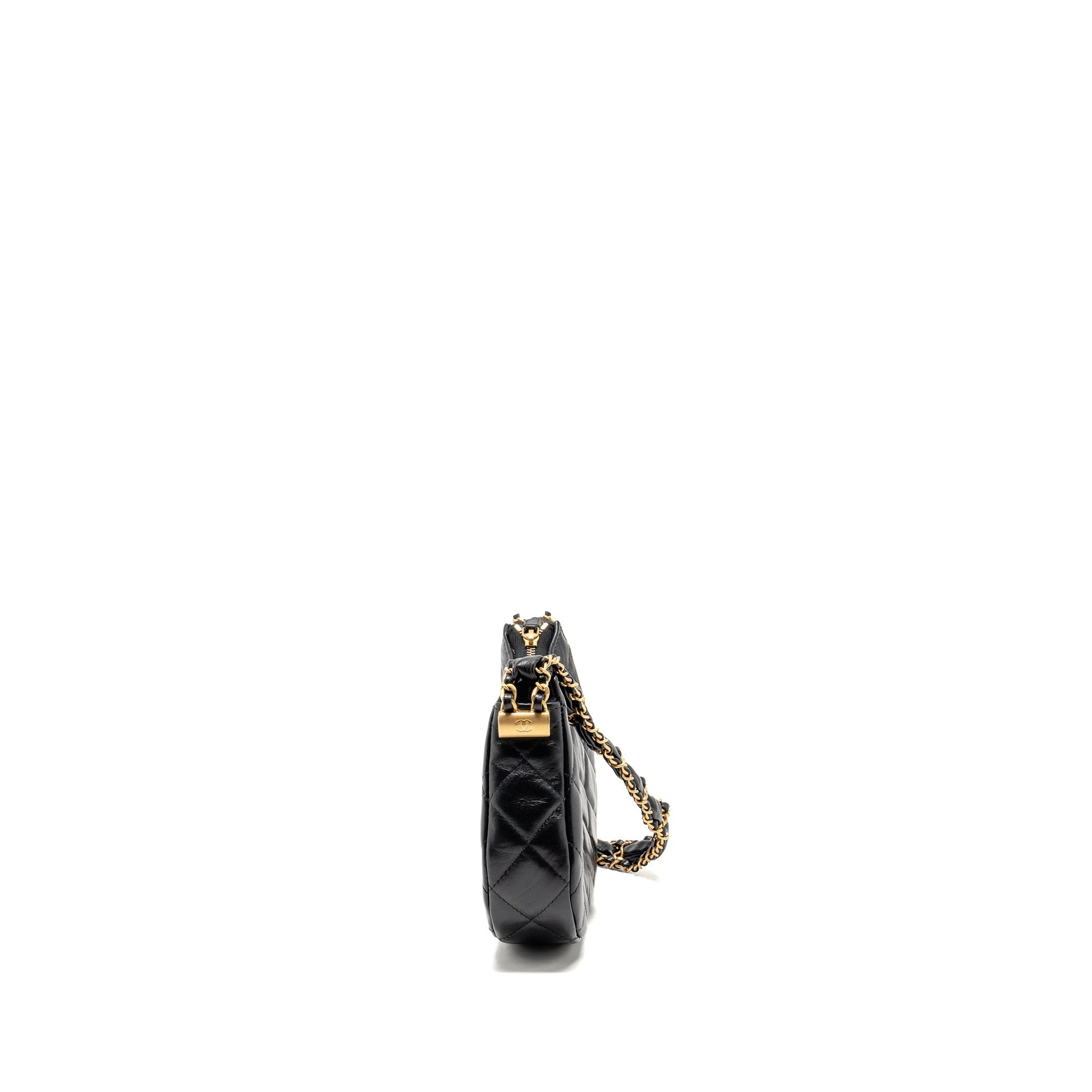 CHANEL 23K SMALL 19 HOBO SHOULDER BAG CALFSKIN BLACK GHW (MICROCHIP)