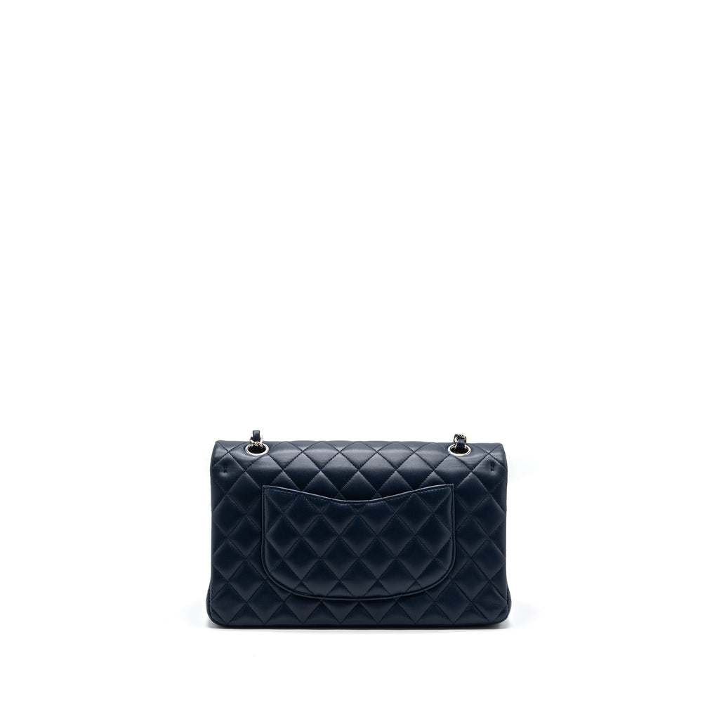 CHANEL MEDIUM CLASSIC DOUBLE FLAP BAG LAMBSKIN DARK BLUE SHW