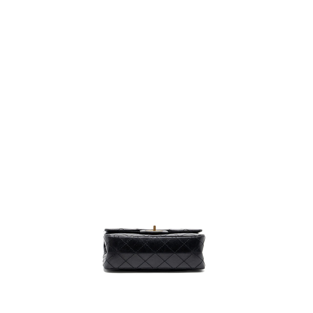 CHANEL MINI 2.55 REISSUE FLAP BAG AGED CALFSKIN BLACK GHW(MICROCHIP)