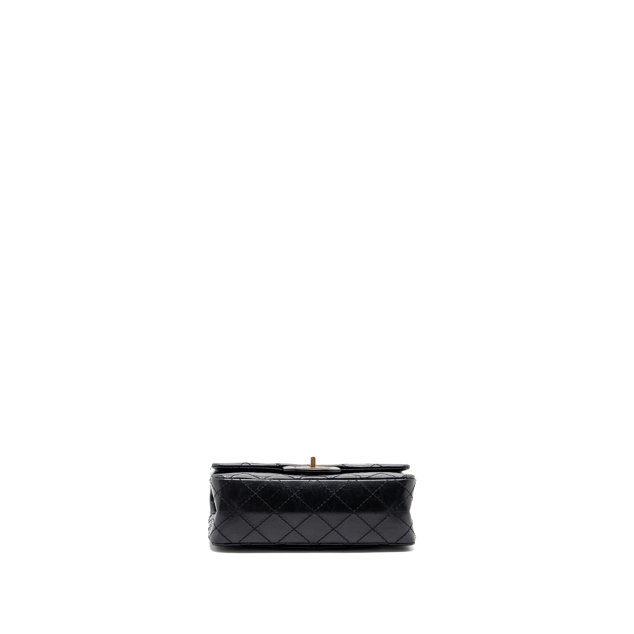 CHANEL MINI 2.55 REISSUE FLAP BAG AGED CALFSKIN BLACK GHW(MICROCHIP)
