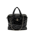 CHANEL PORTOBELLO TOTE BAG CALFSKIN/TWEED BLACK/GREY SHW