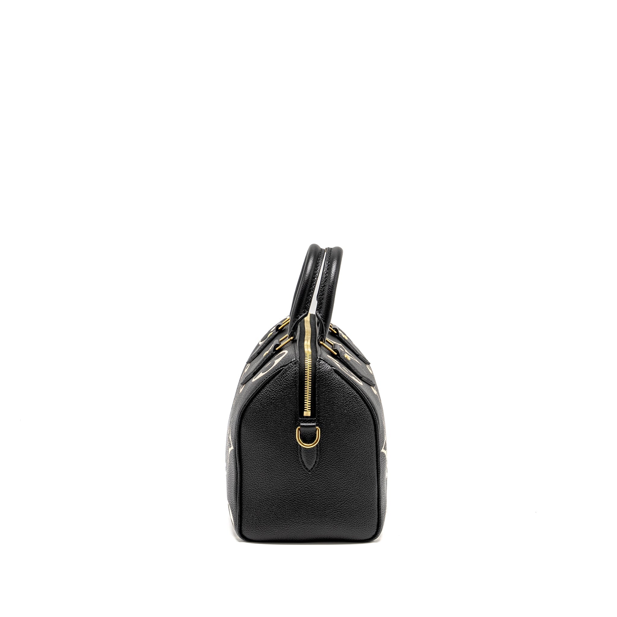 LOUIS VUITTON SPEEDY 25 BANDOULIERE BICOLOR MONOGRAM EMPREINTE BLACK GHW