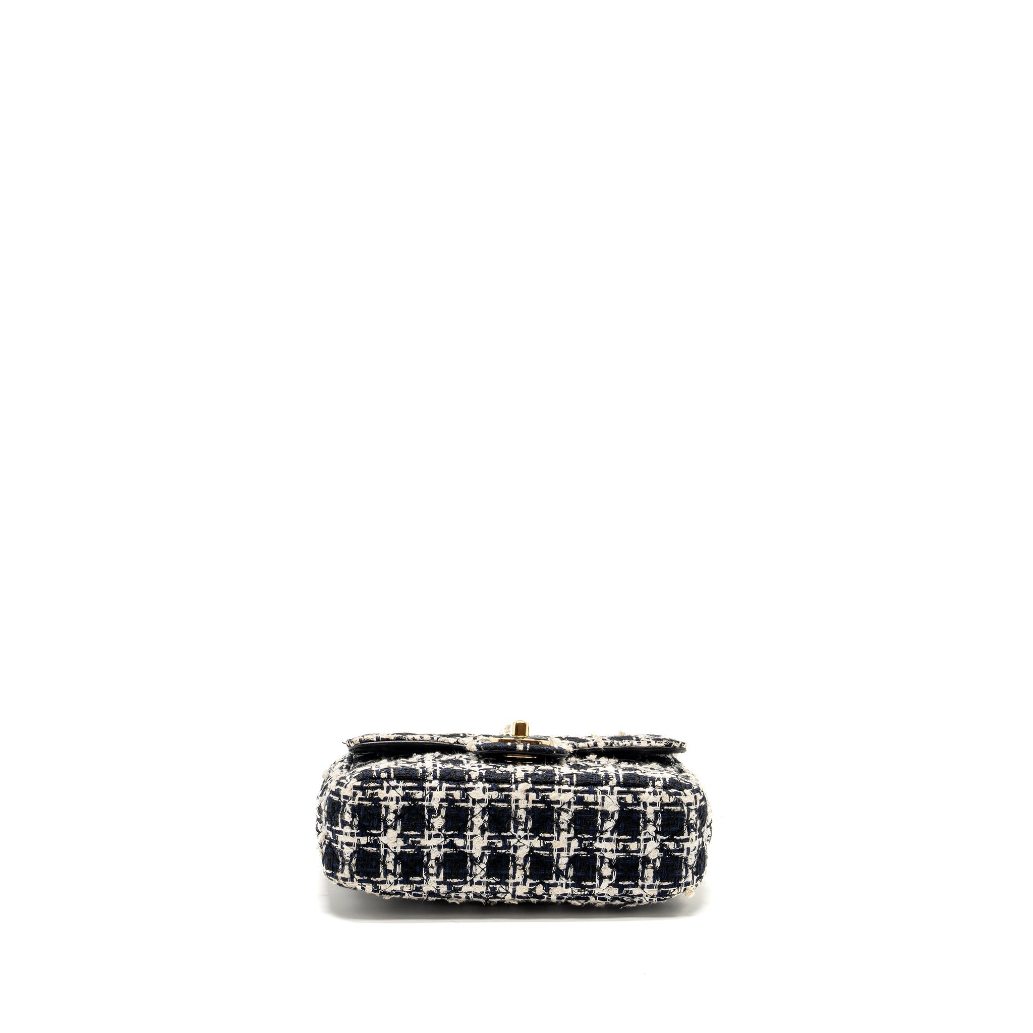 CHANEL MINI FLAP BAG WITH DETAILED CHAIN TWEED BLACK/WHITE LGHW (MICROCHIP)