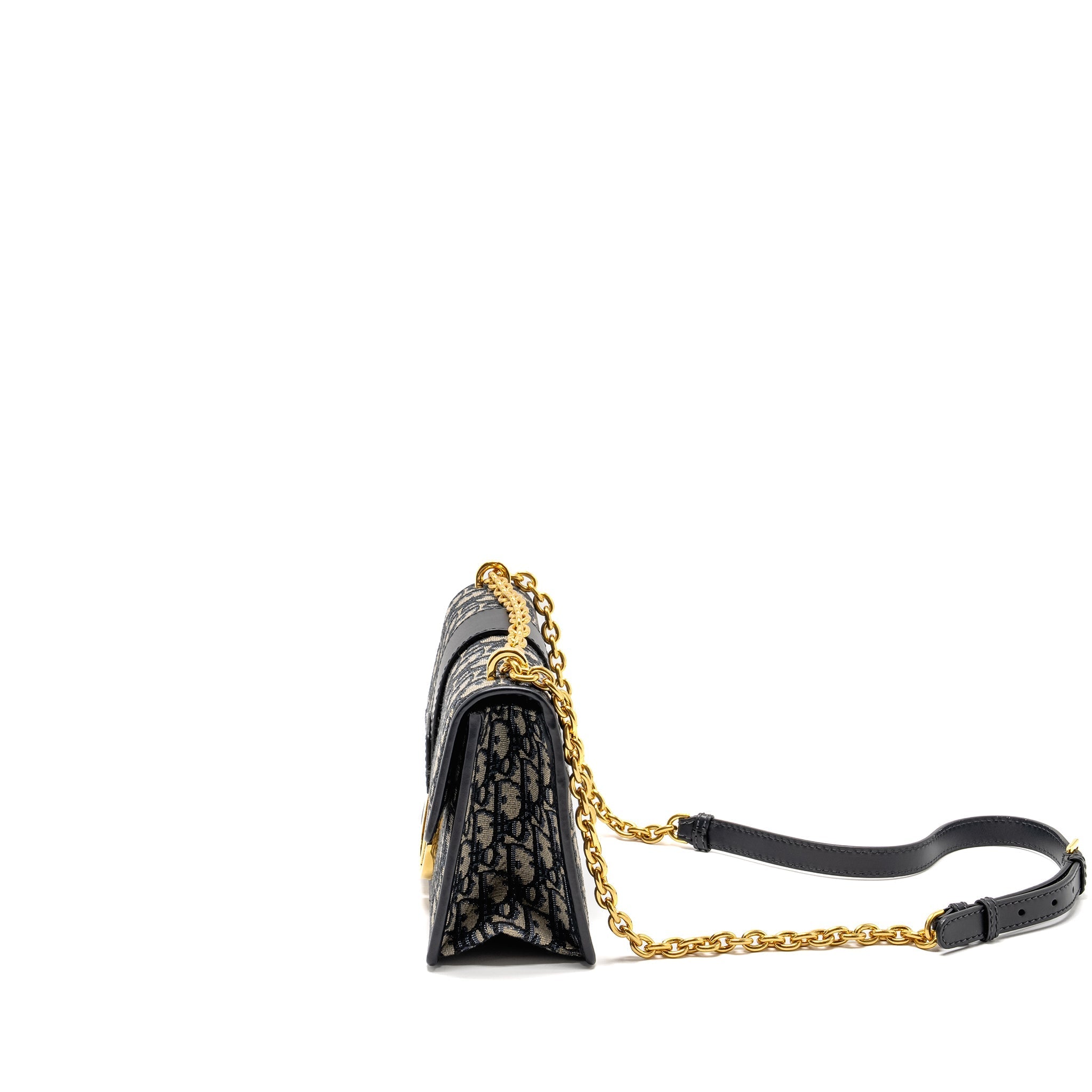 DIOR 30 MONTAIGNE CHAIN BAG OBLIQUE JACQUARD BLUE GHW