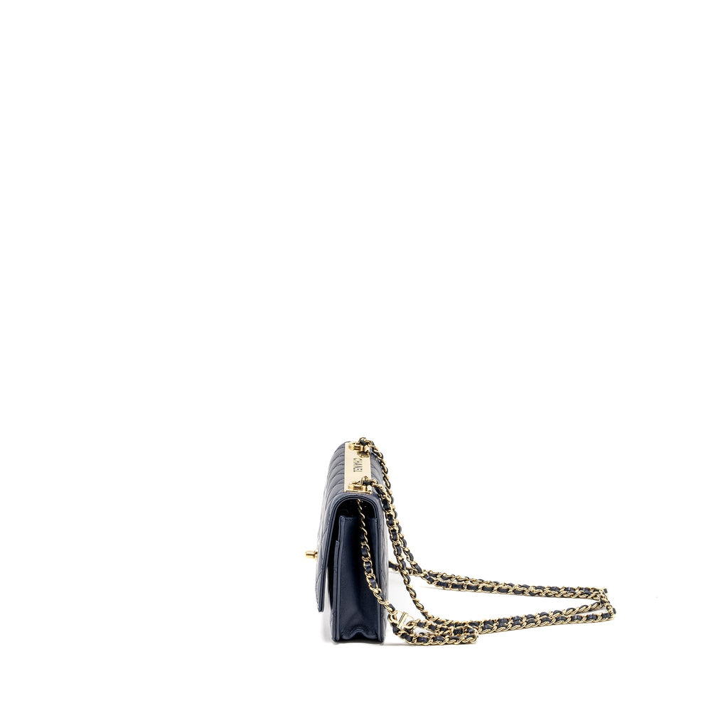CHANEL TRENDY CC WALLET ON CHAIN LAMBSKIN NAVY LGHW