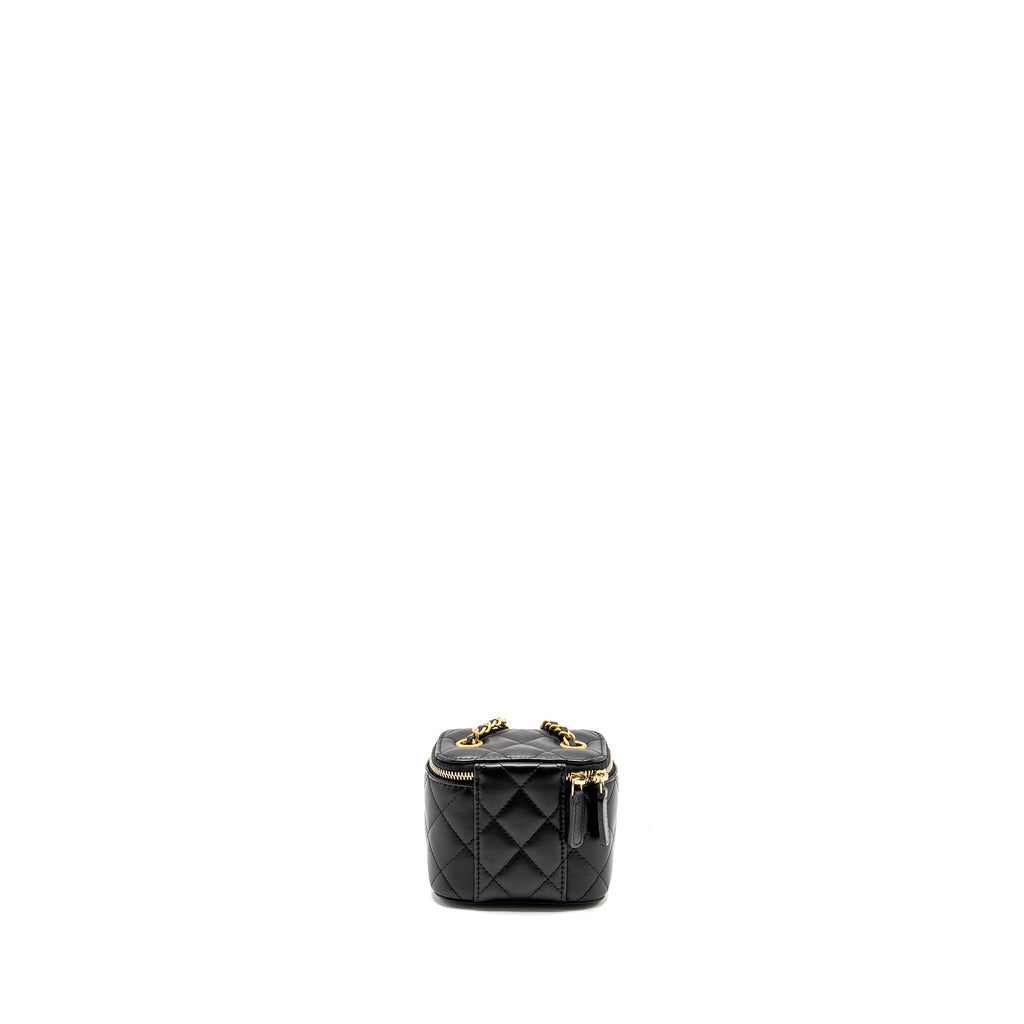 CHANEL PEARL CRUSH MINI VANITY CASE LAMBSKIN BLACK GHW