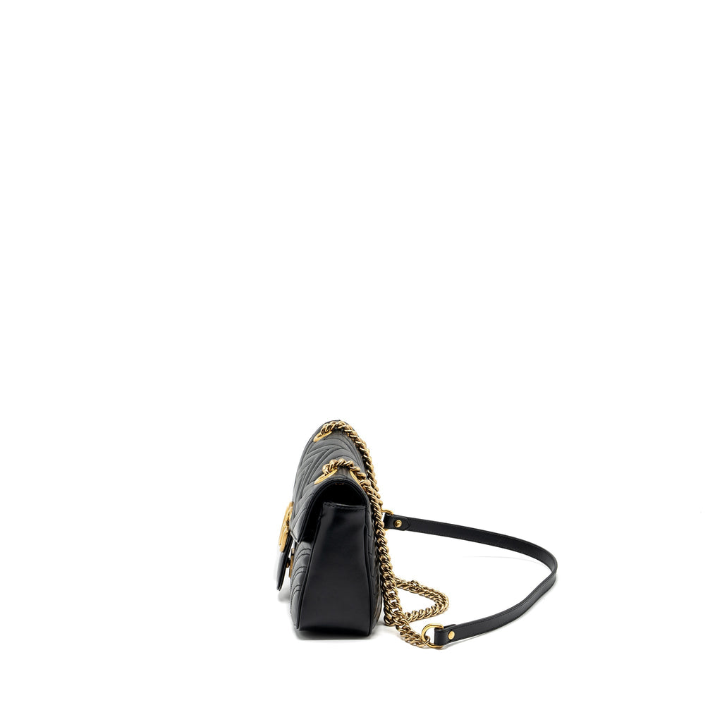 GUCCI SMALL GG MARMONT SHOULDER BAG CALFSKIN BLACK GHW