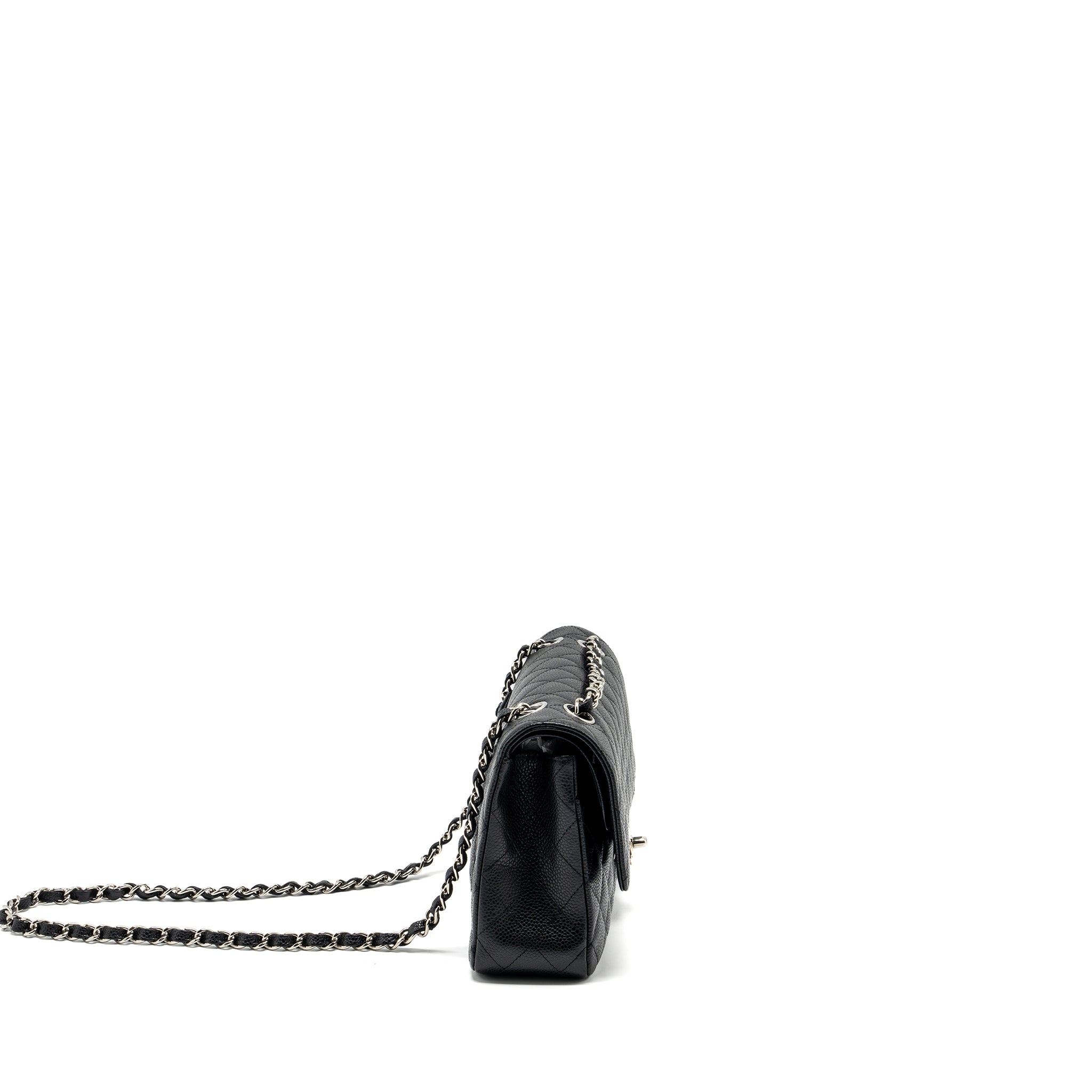 CHANEL MEDIUM CLASSIC DOUBLE FLAP BAG CAVIAR BLACK SHW