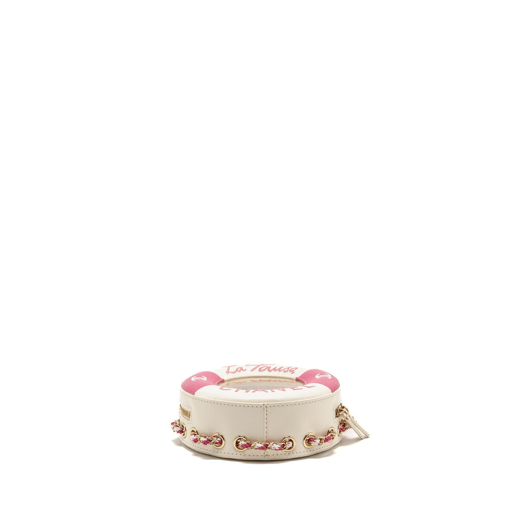 CHANEL 19C LA PAUSA LIFESAVER BAG LAMBSKIN/PVC PINK/WHITE LGHW