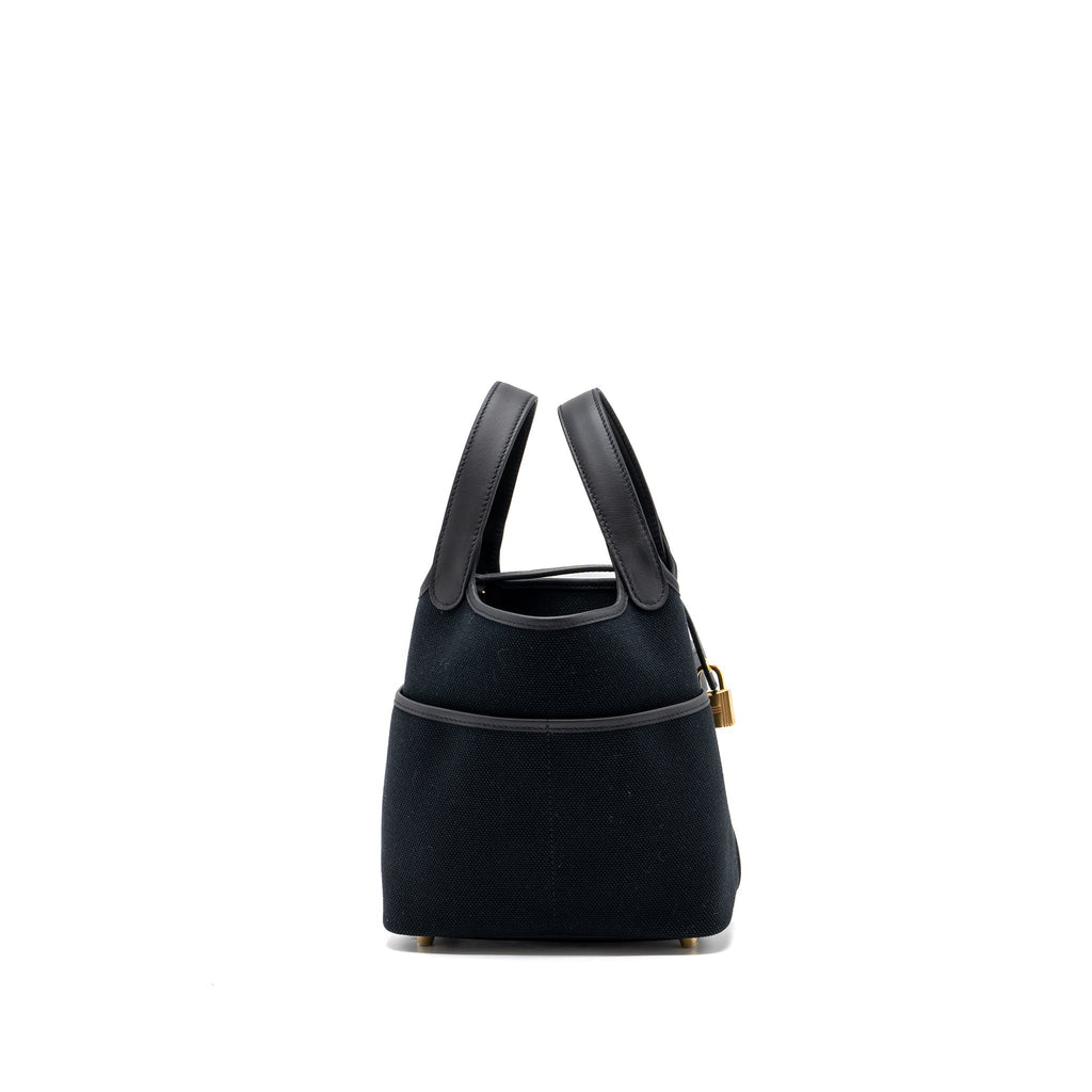 HERMES PICOTIN CARGO 18 LOCK BAG SWIFT / TOILE CANVAS BLACK GHW