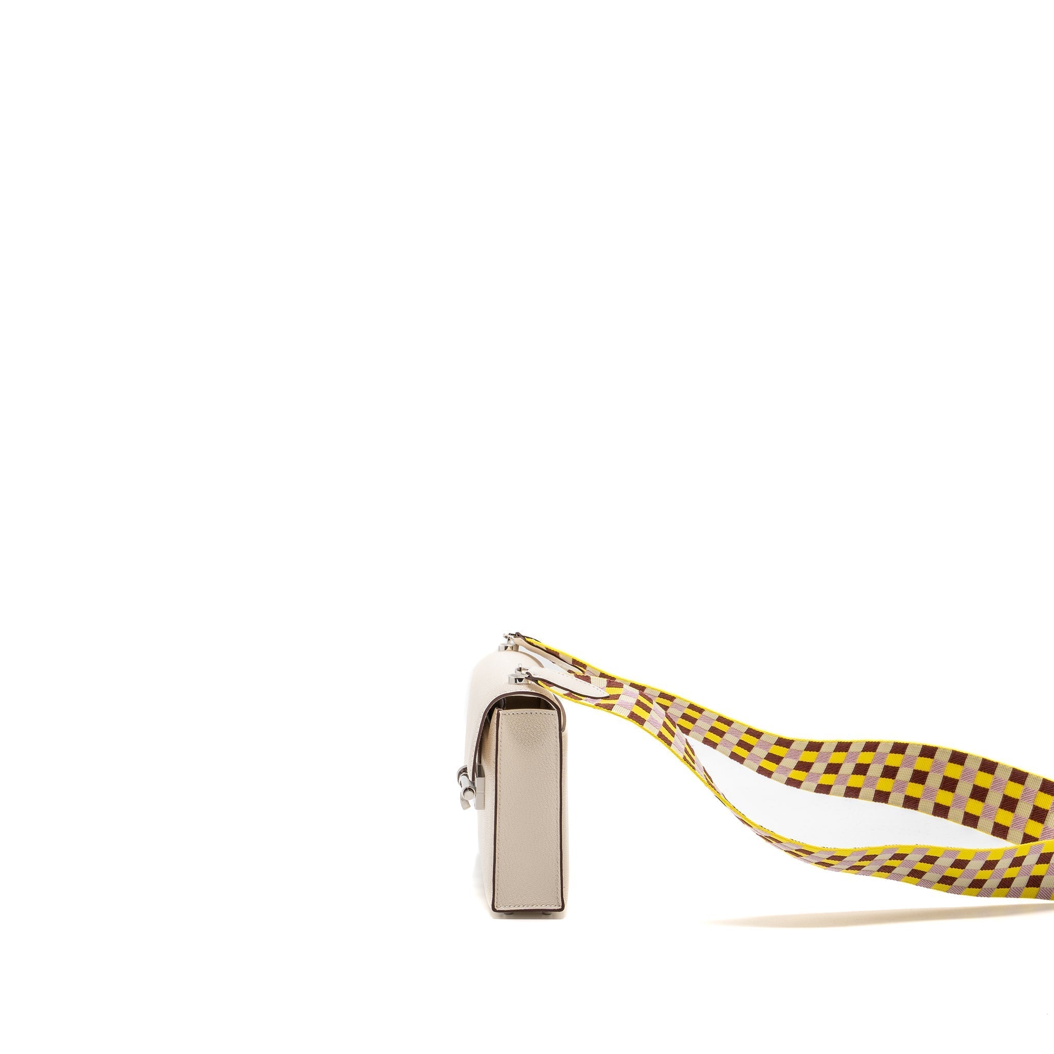 HERMES MINI VERROU CHEVRE MYSORE NATA / MULTICOLOR STRAP SHW