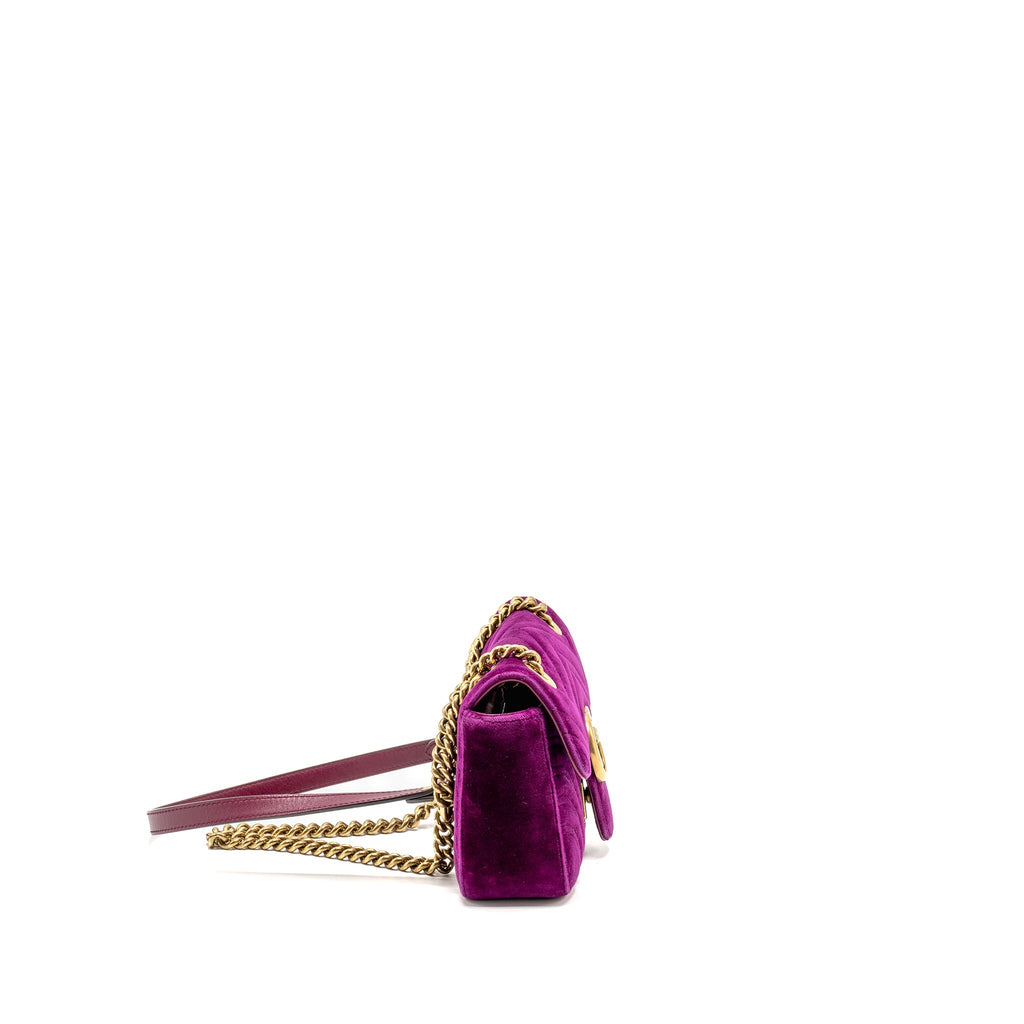 GUCCI MINI GG MARMONT SHOULDER BAG VELVET HOT PINK GHW