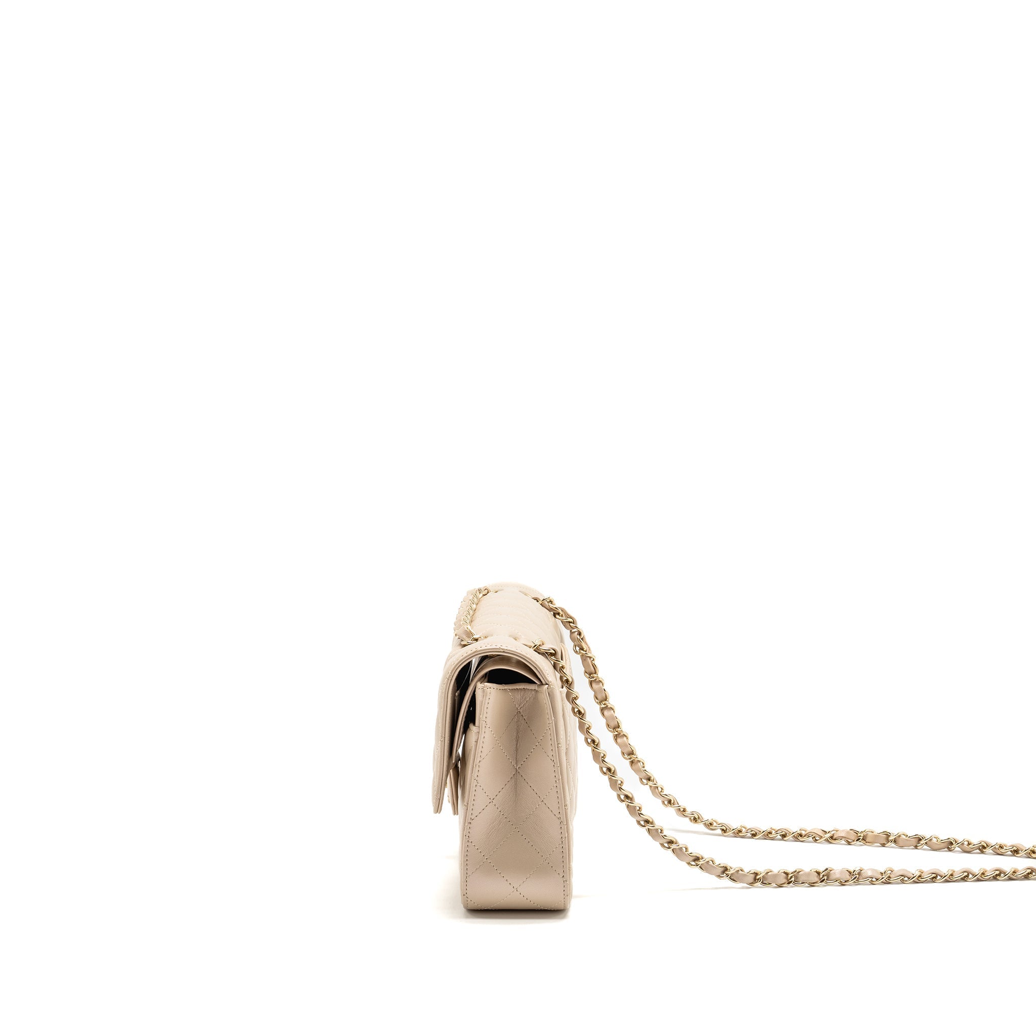 CHANEL MEDIUM CLASSIC DOUBLE FLAP BAG LAMBSKIN IRIDESCENT IVORY LGHW