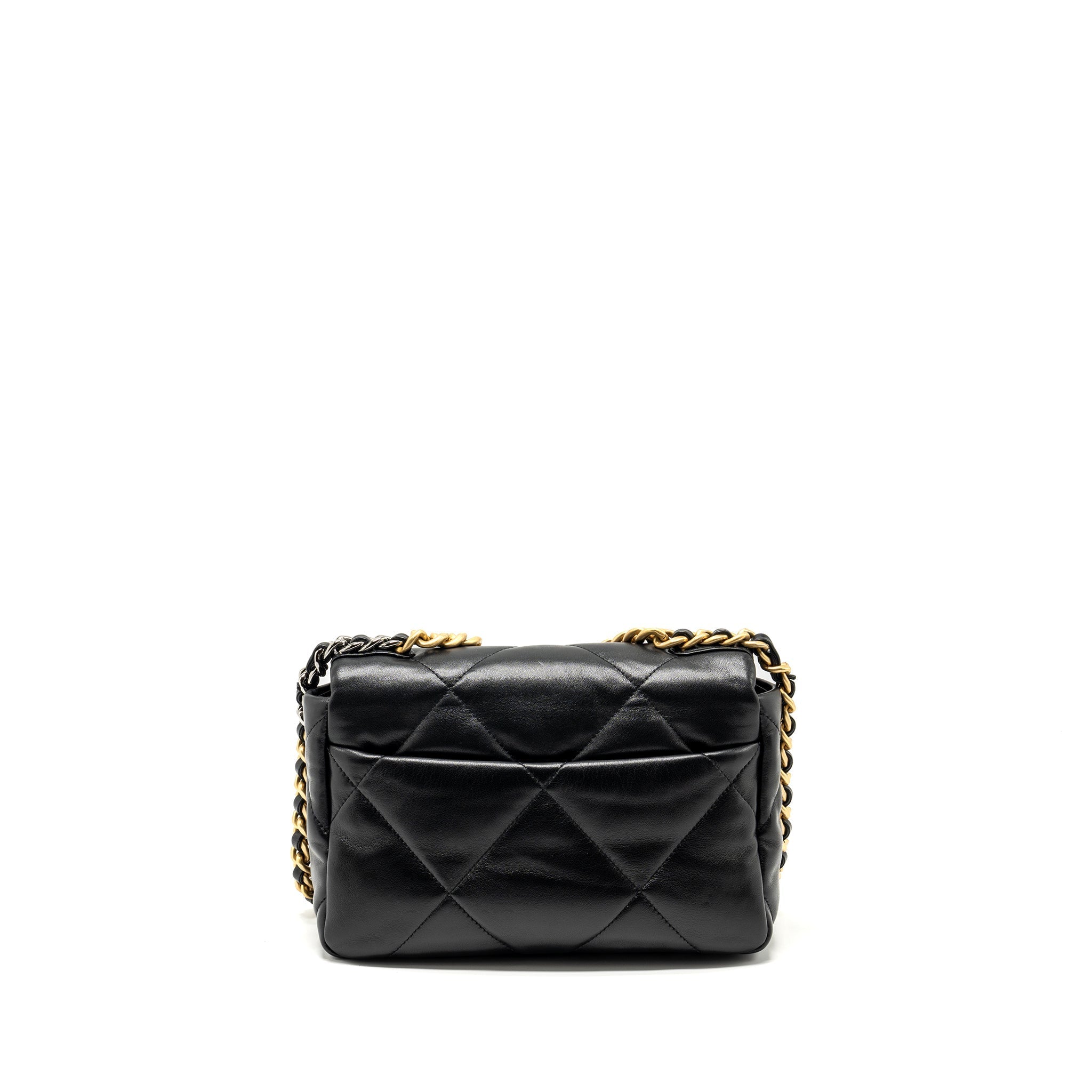 CHANEL SMALL 19 BAG LAMBSKIN BLACK MULTICOLOUR HARDWARE