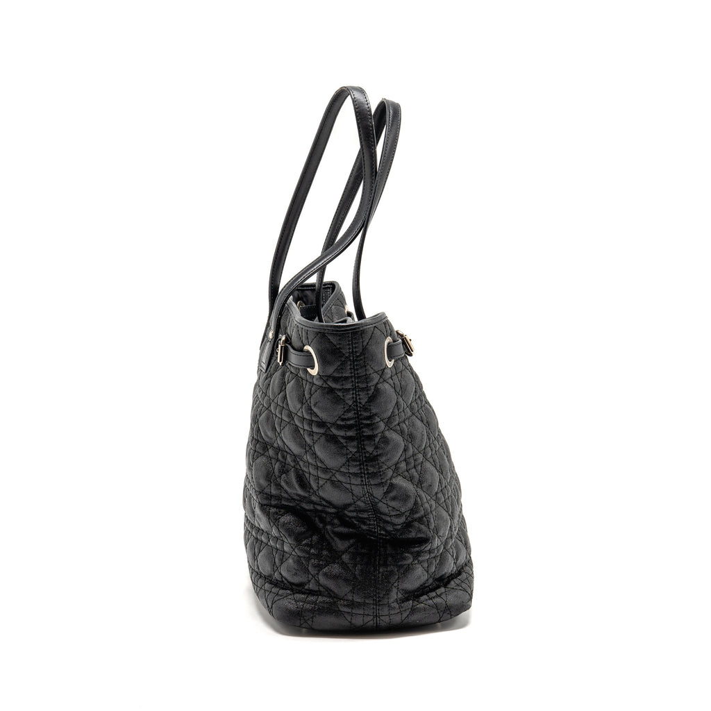 DIOR SHOPPING TOTE BAG CANVAS BLACK SHW