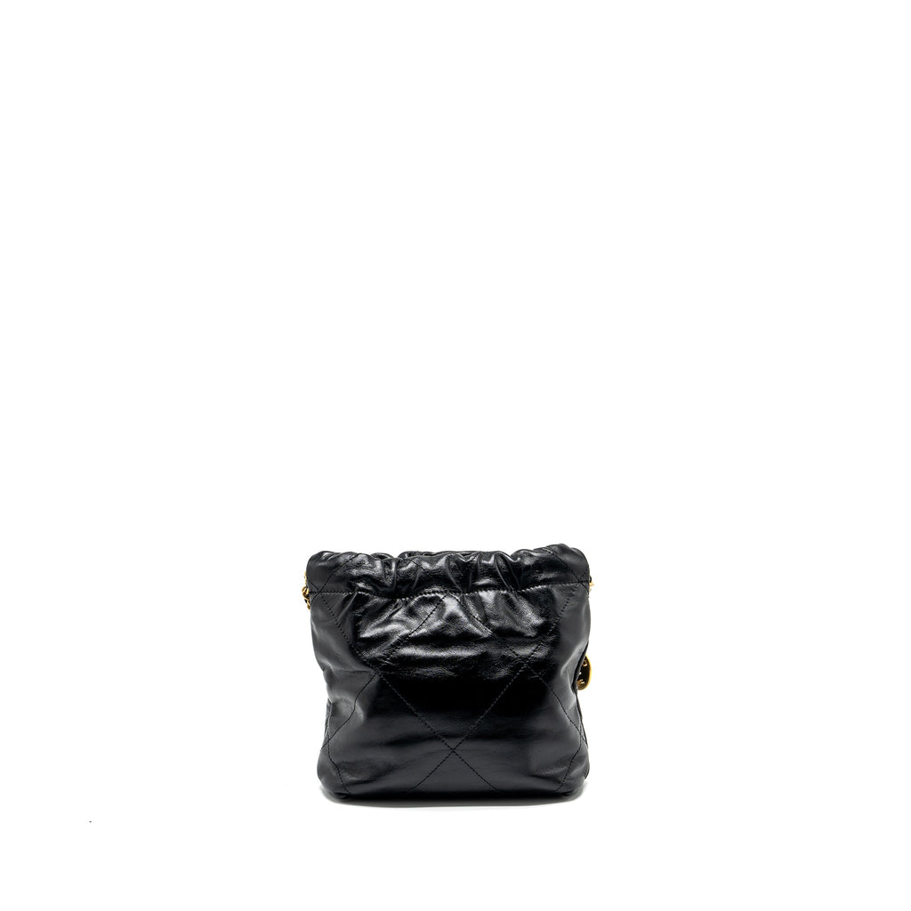 CHANEL MINI 22 BAG SHINY CALFSKIN BLACK GHW (MICROCHIP)