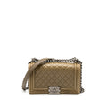 CHANEL MEDIUM BOY BAG LAMBSKIN KHAKI RUTHENIUM HARDWARE
