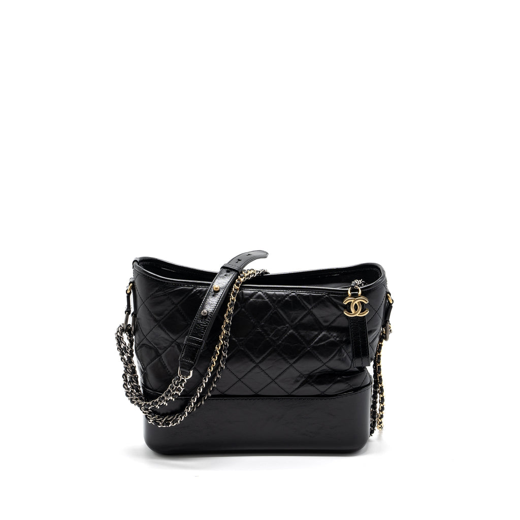CHANEL LARGE GABRIELLE HOBO BAG  AGED CALFSKIN BLACK MULTICOLOUR HARDWARE