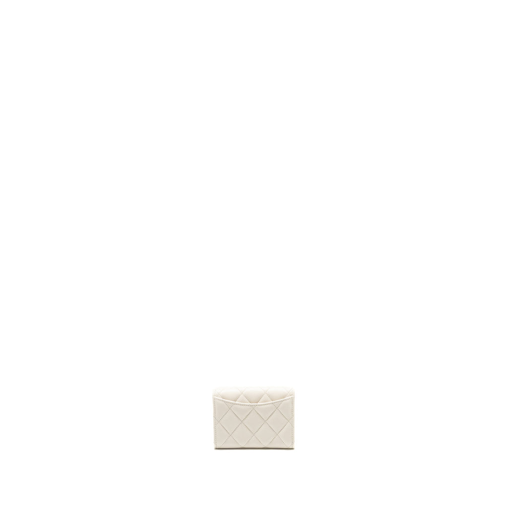 CHANEL CLASSIC FLAP CARD HOLDER CAVIAR WHITE LGHW (MICROCHIP)