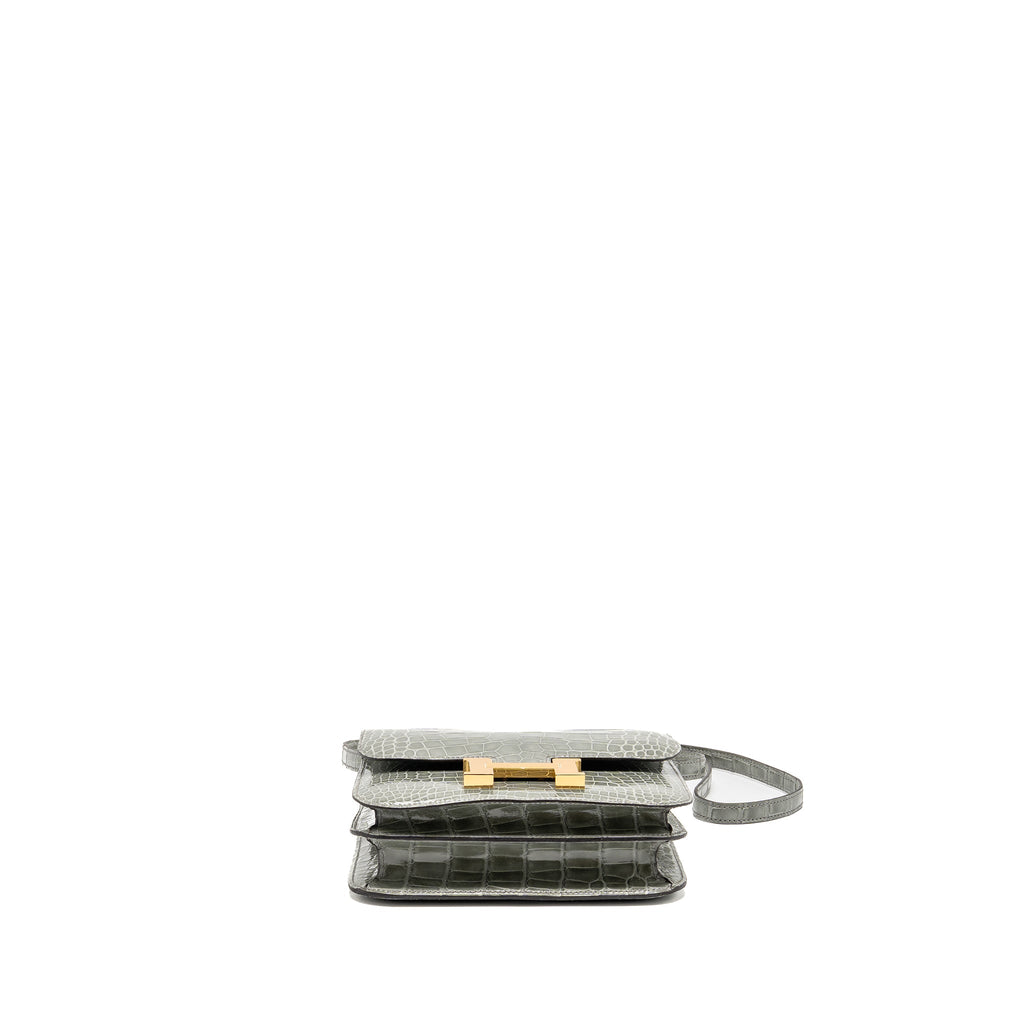 HERMES CONSTANCE MINI ALLIGATOR MISSISSIPPIENSIS 0V GRIS CIMENT GHW