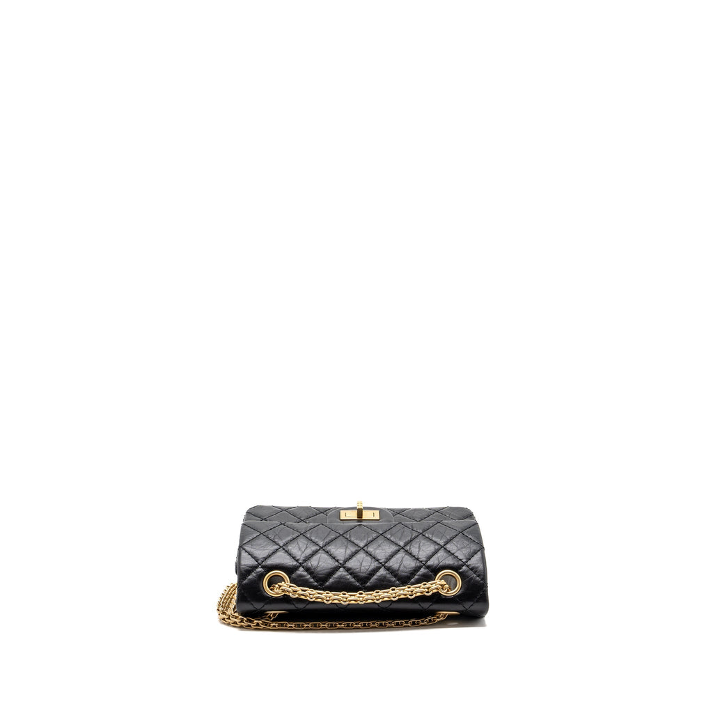 CHANEL MINI 2.55 REISSUE FLAP BAG AGED CALFSKIN BLACK GHW(MICROCHIP)