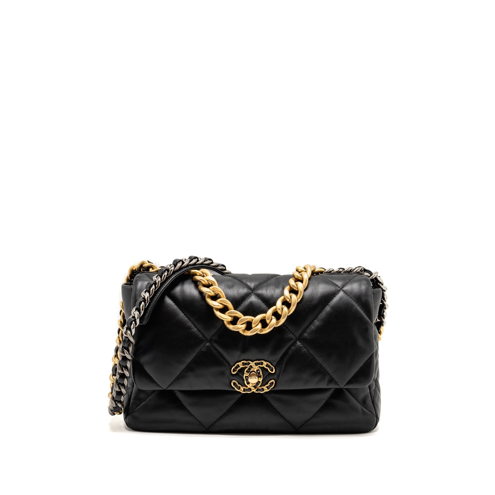 CHANEL LARGE 19 BAG GOATSKIN BLACK MULTICOLOUR HARDWARE