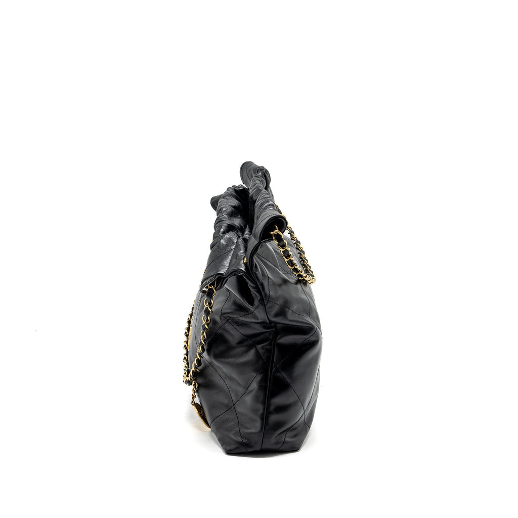 CHANEL MEDIUM 22 BAG CALFSKIN BLACK GHW (MICROCHIP)
