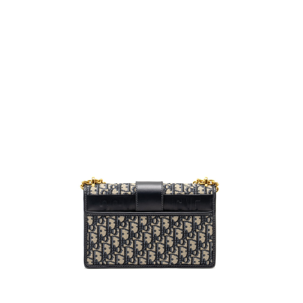 DIOR 30 MONTAIGNE CHAIN BAG OBLIQUE JACQUARD BLUE GHW