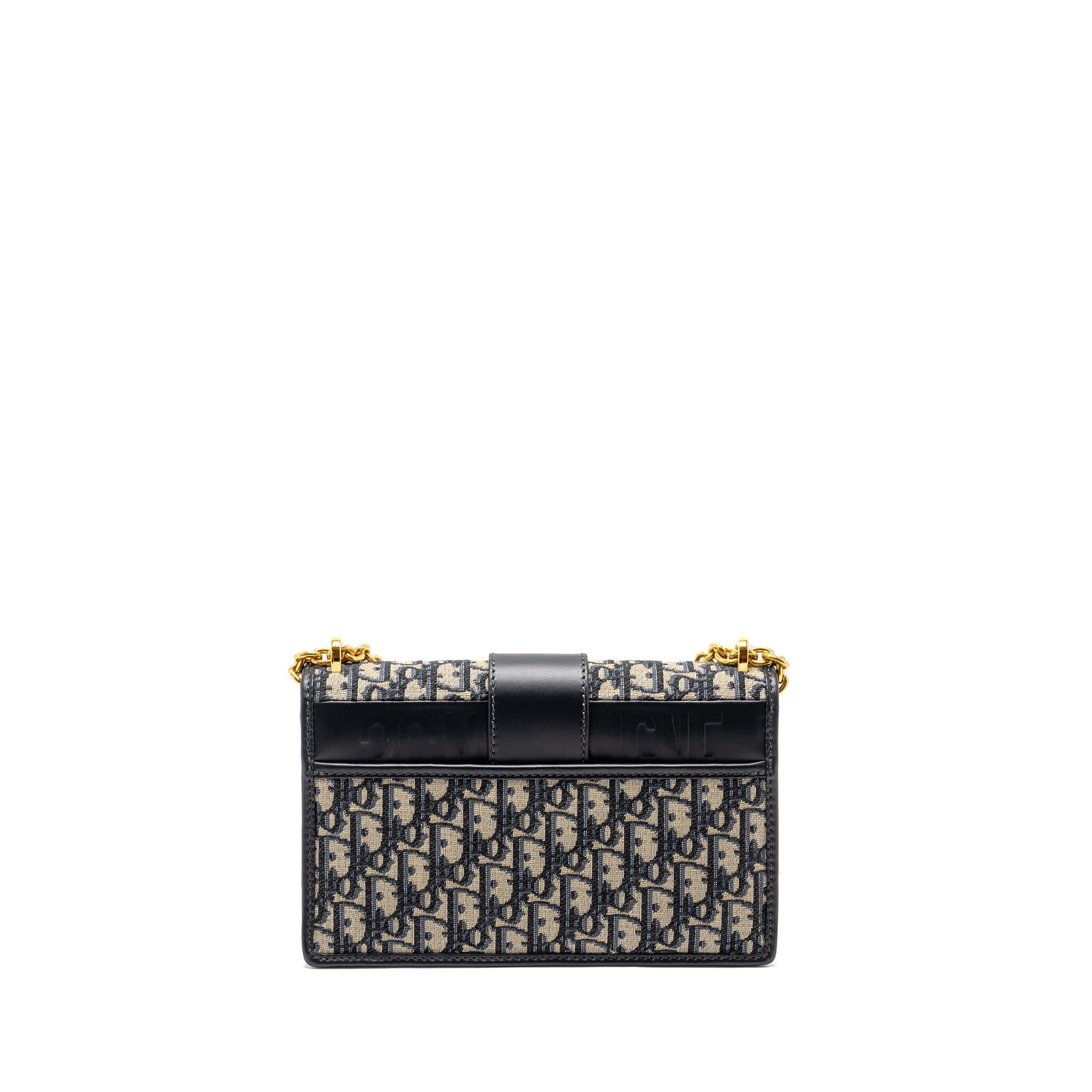 DIOR 30 MONTAIGNE CHAIN BAG OBLIQUE JACQUARD BLUE GHW