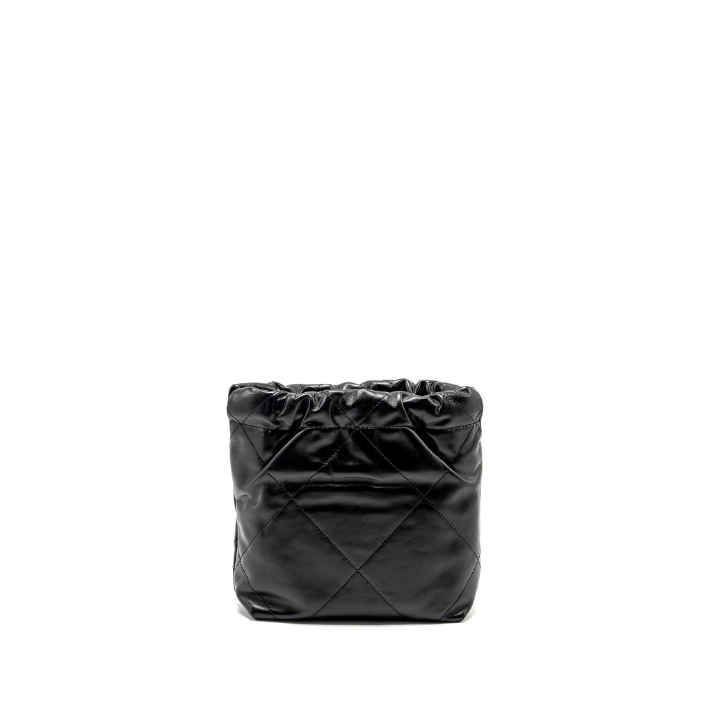 CHANEL 23K MINI 22 BAG SHINY CALFSKIN BLACK GHW (MICROCHIP)