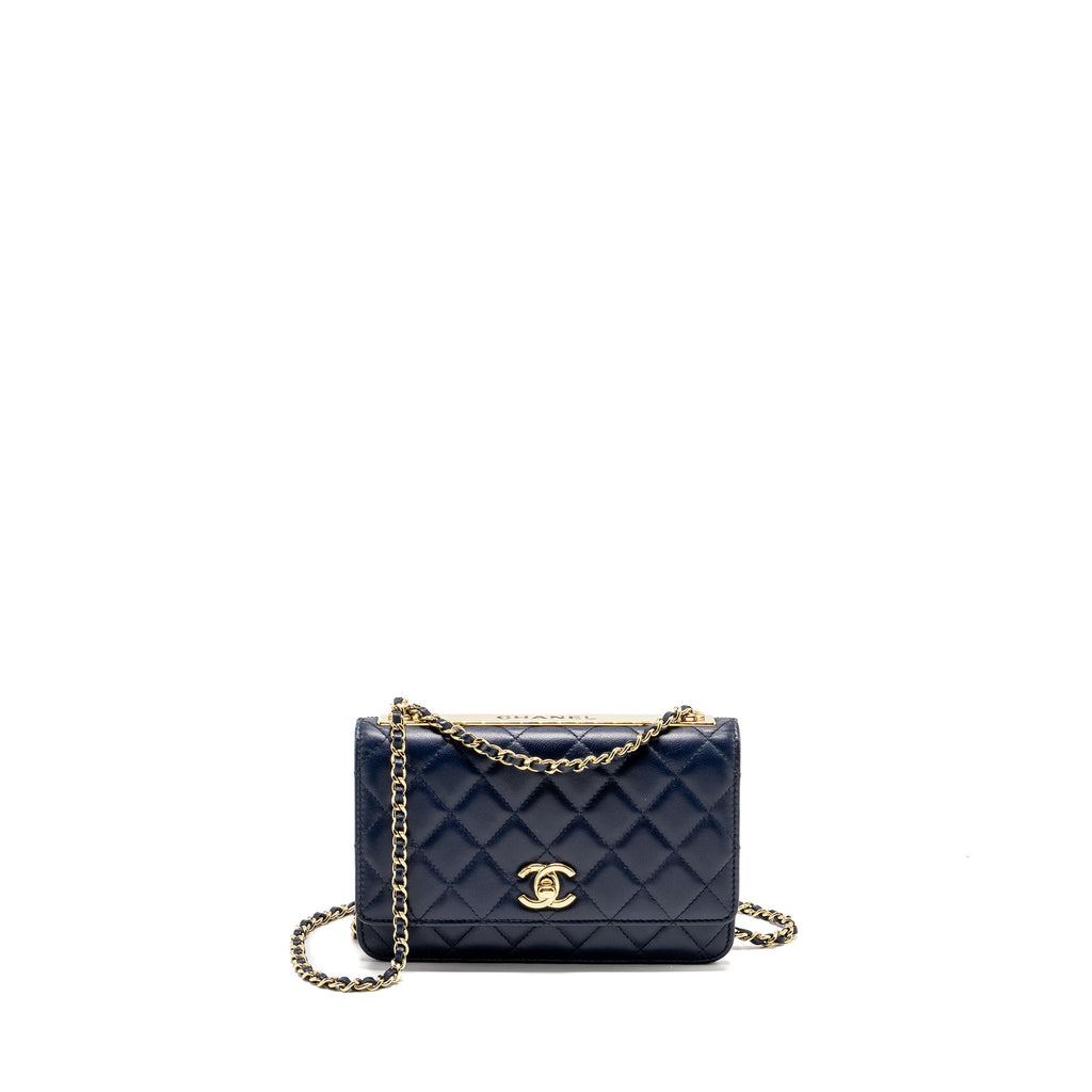 CHANEL TRENDY CC WALLET ON CHAIN LAMBSKIN NAVY LGHW