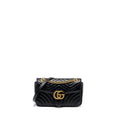 GUCCI SMALL GG MARMONT SHOULDER BAG CALFSKIN BLACK GHW