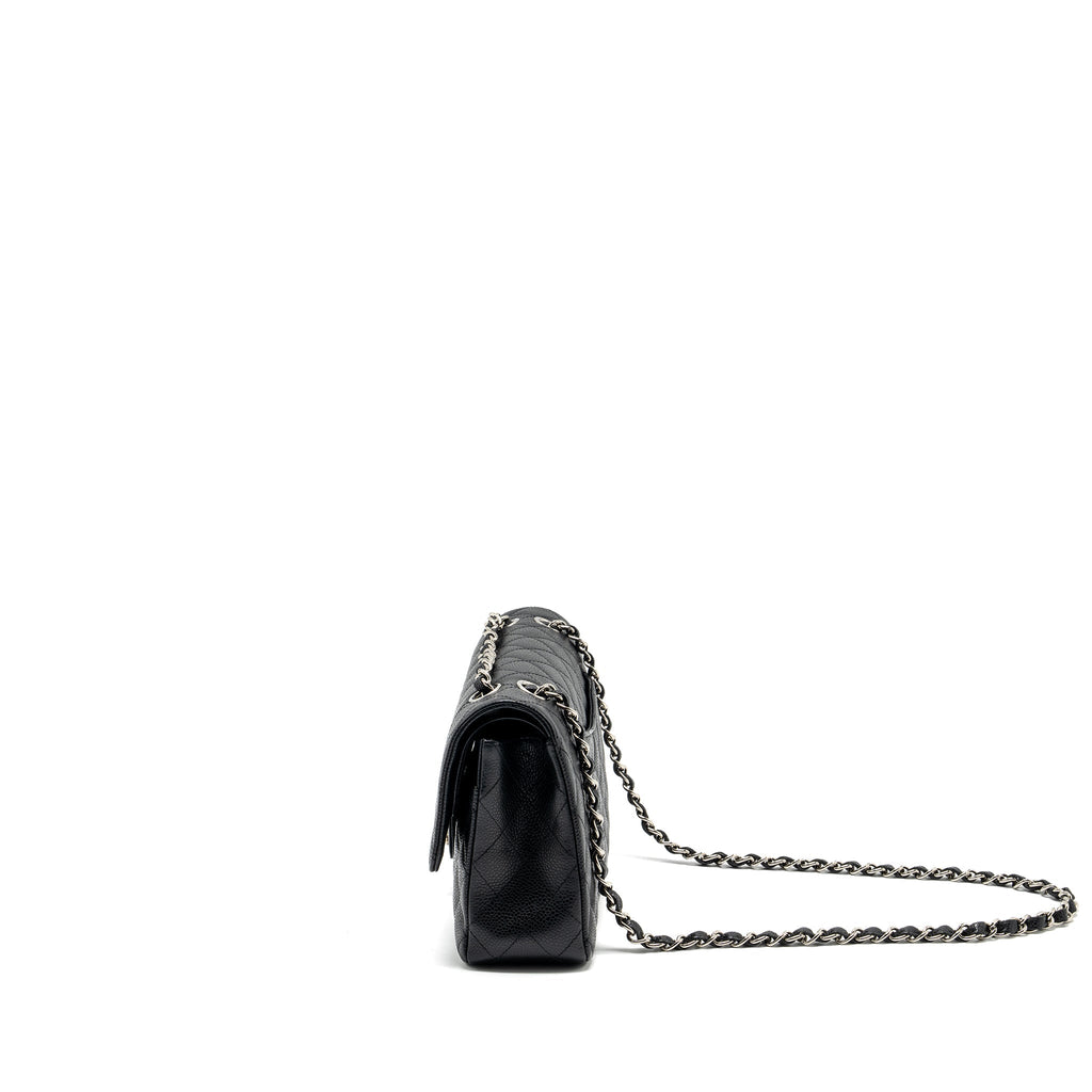 CHANEL MEDIUM CLASSIC DOUBLE FLAP BAG CAVIAR BLACK SHW