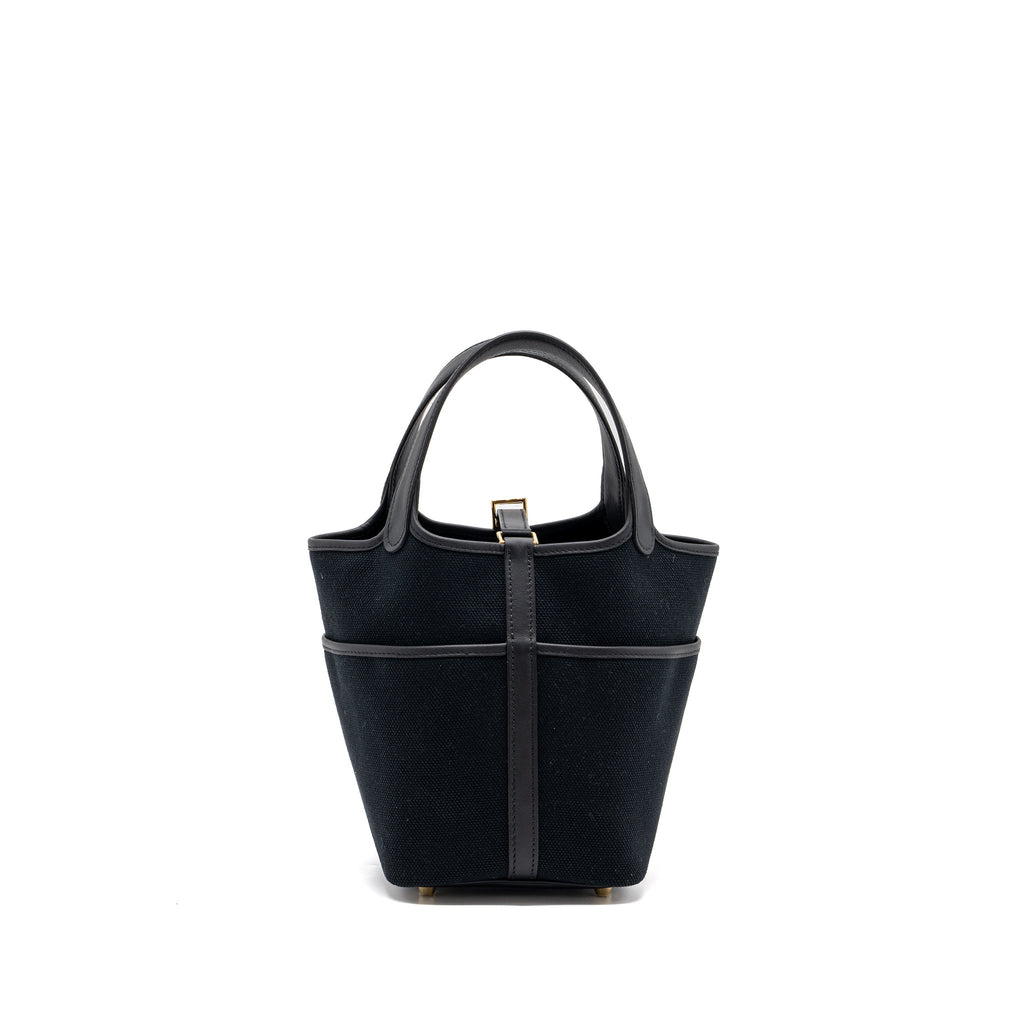 HERMES PICOTIN CARGO 18 LOCK BAG SWIFT / TOILE CANVAS BLACK GHW