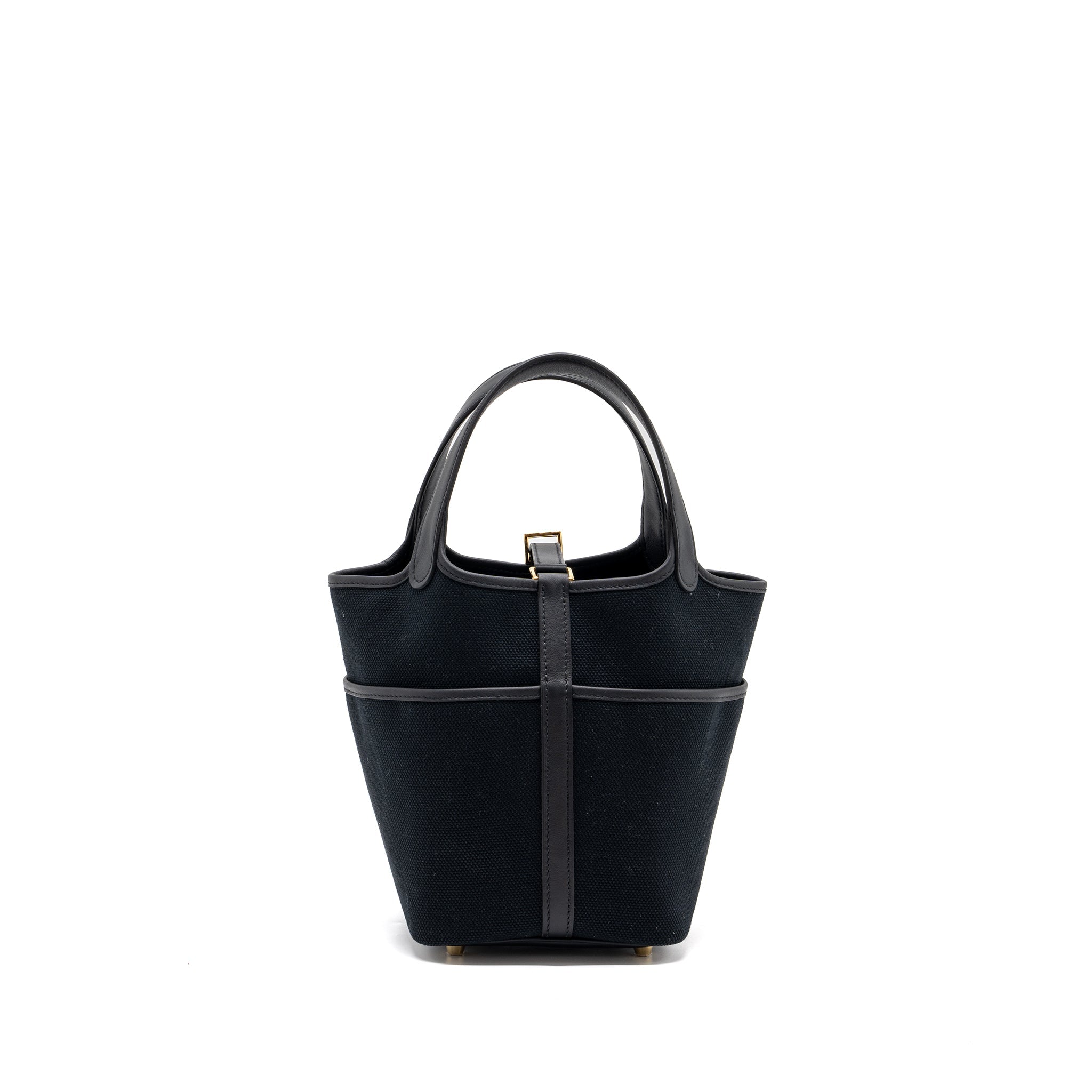 HERMES PICOTIN CARGO 18 LOCK BAG SWIFT / TOILE CANVAS BLACK GHW