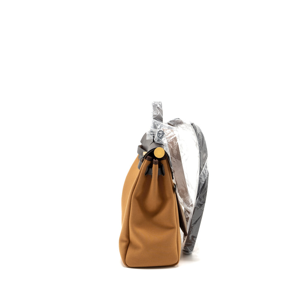 HERMES HERBAG 31 ZIP BAG CANVAS / HUNTER DUNE/ETOUEP/EBENE GHW