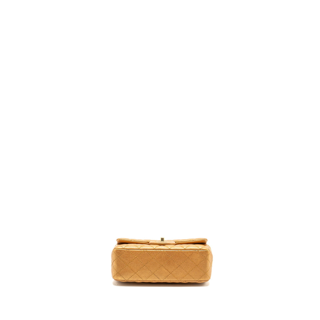 CHANEL MINI RECTANGULAR FLAP BAG CALFSKIN IRIDESCENT DARK GOLD GHW