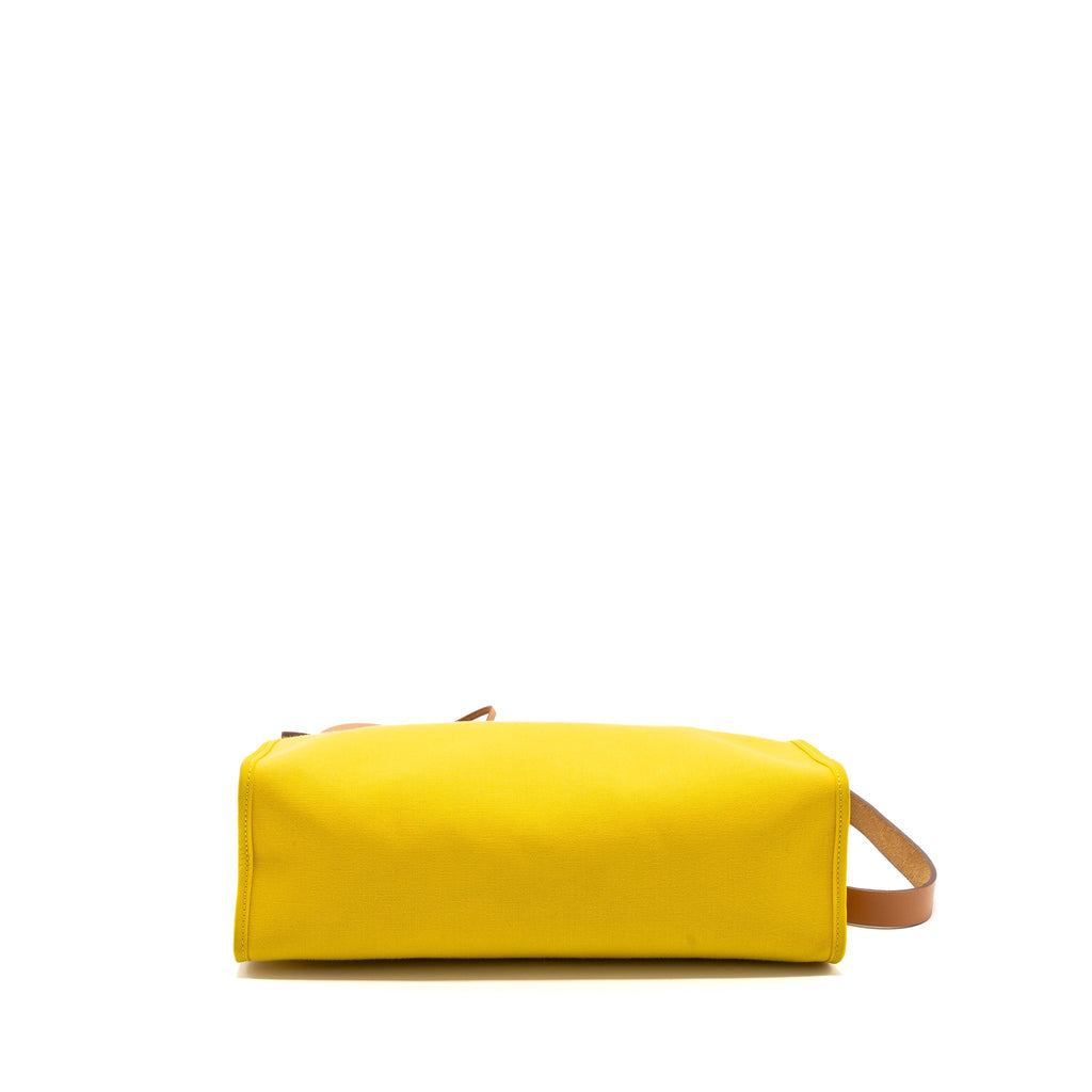 HERMES HERBAG 31 ZIP BAG CANVAS / LEATHER JAUNE DE NAPLES / NATURAL SHW