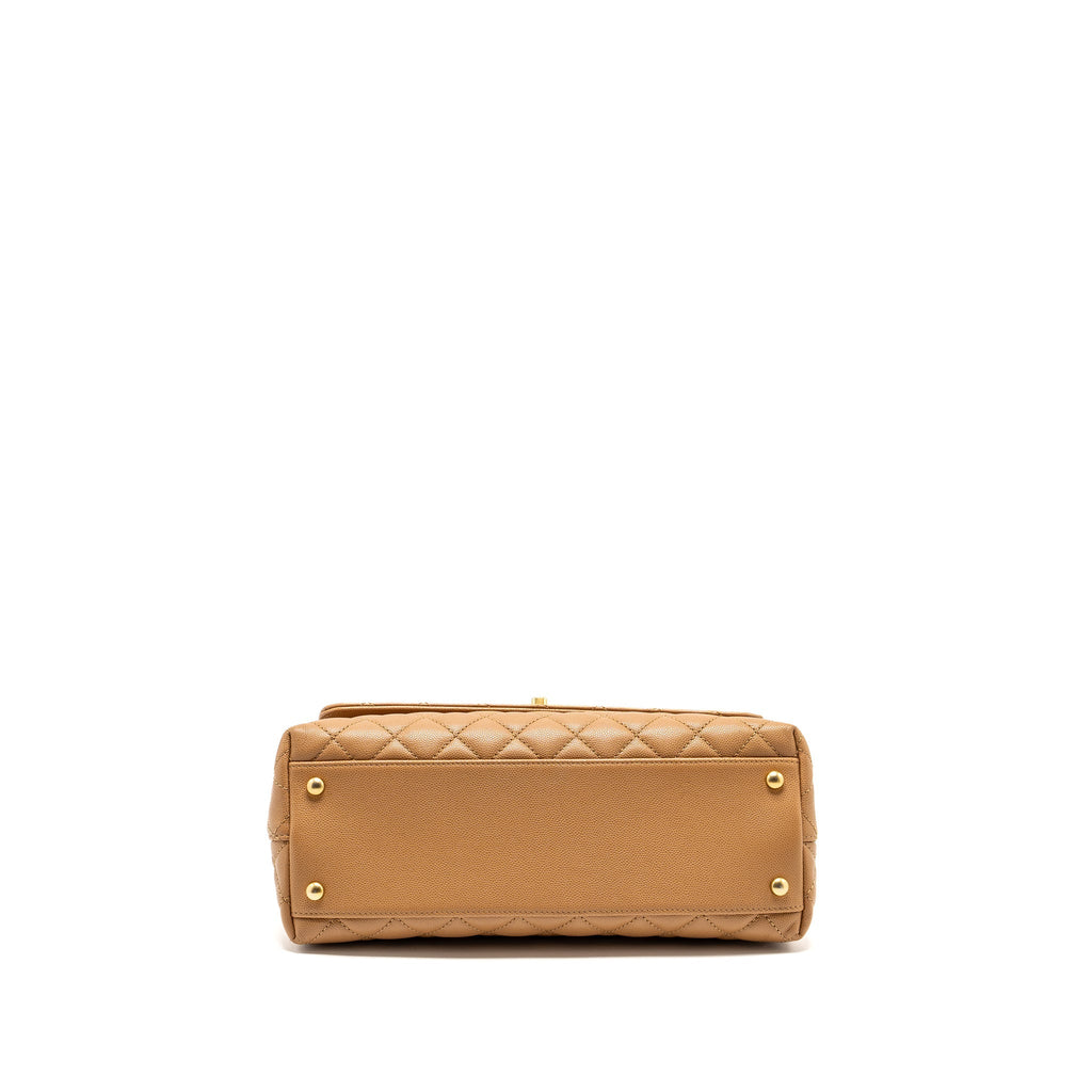 CHANEL MEDIUM COCO HANDLE CAVIAR DARK BEIGE GHW (MICROCHIP)