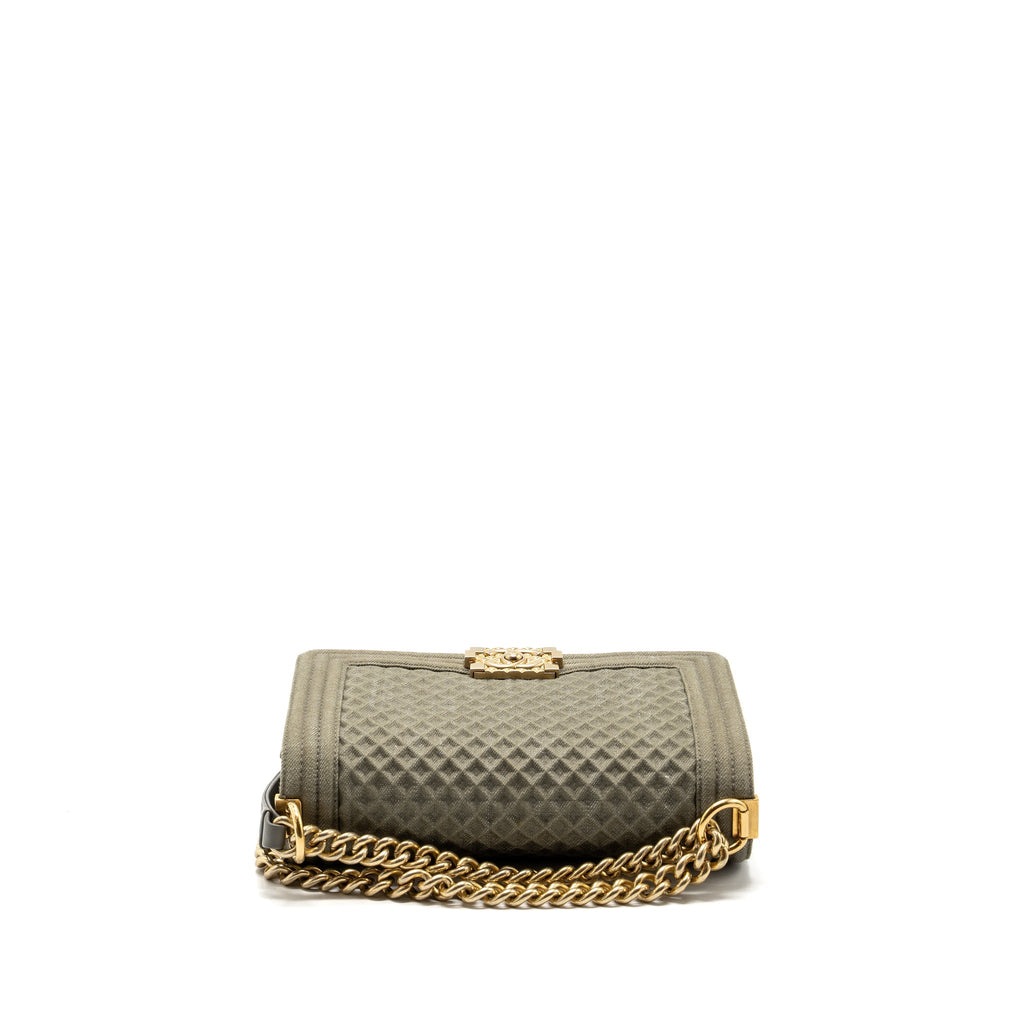 CHANEL MEDIUM BOY BAG DENIM OLIVE GREEN BRUSHED GHW